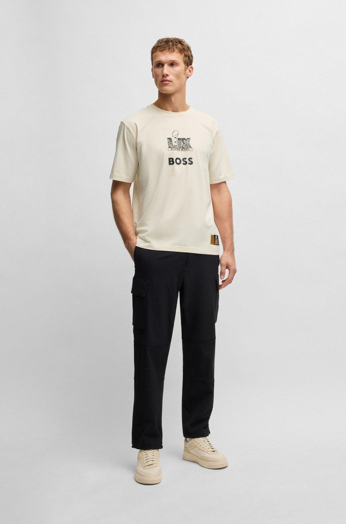 BOSS x NFL stretch-cotton T-shirt with gold-tone artwork Product Image