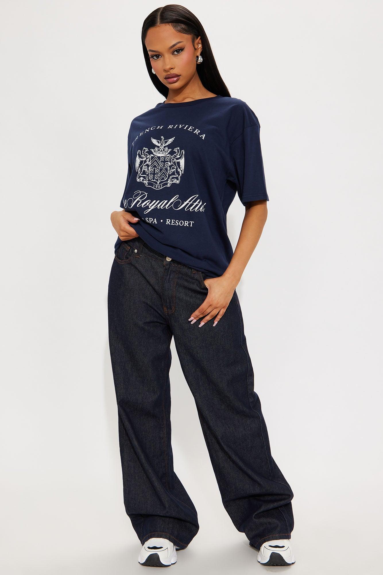 French Riveria Oversized Tee - Navy Product Image