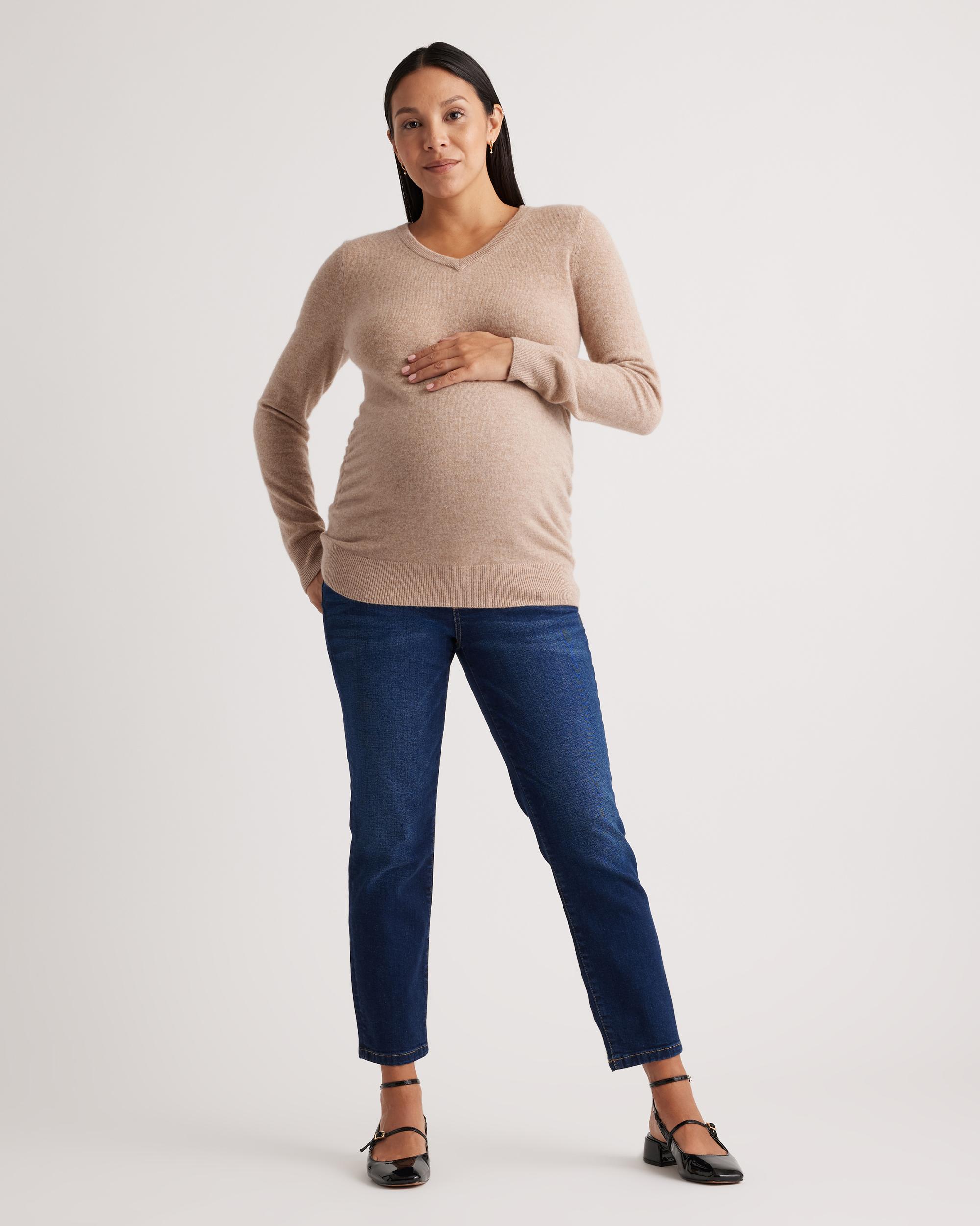 Quince | Women's Mongolian Cashmere V-Neck Maternity Sweater Product Image