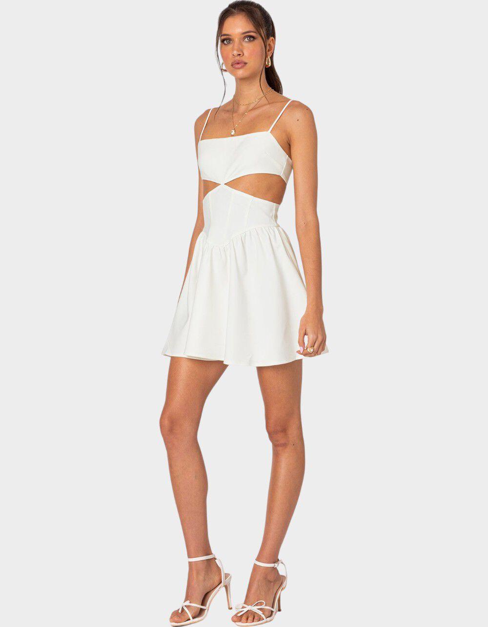 EDIKTED Ari Cut Out Corset Mini Dress - WHITE Product Image
