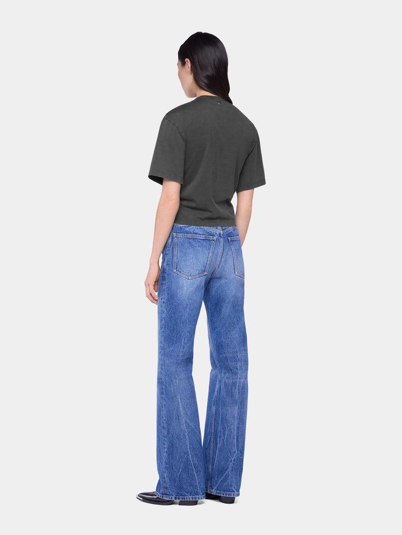 CROPPED T-SHIRT IN PRINTED COTTON Product Image