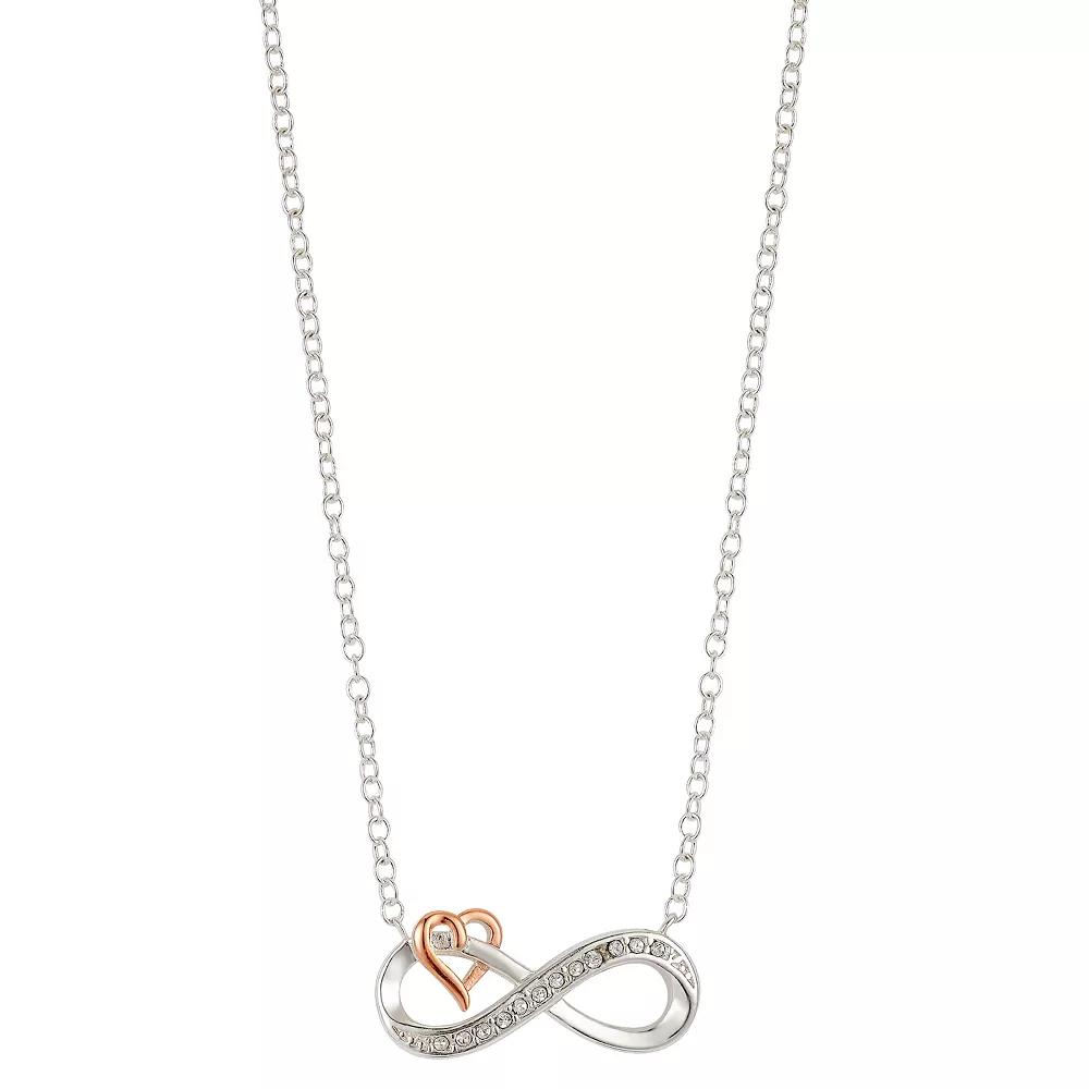 Brilliance Crystal Two-Tone Infinity Heart Necklace, Women's, Size: 18", Two Tone Product Image