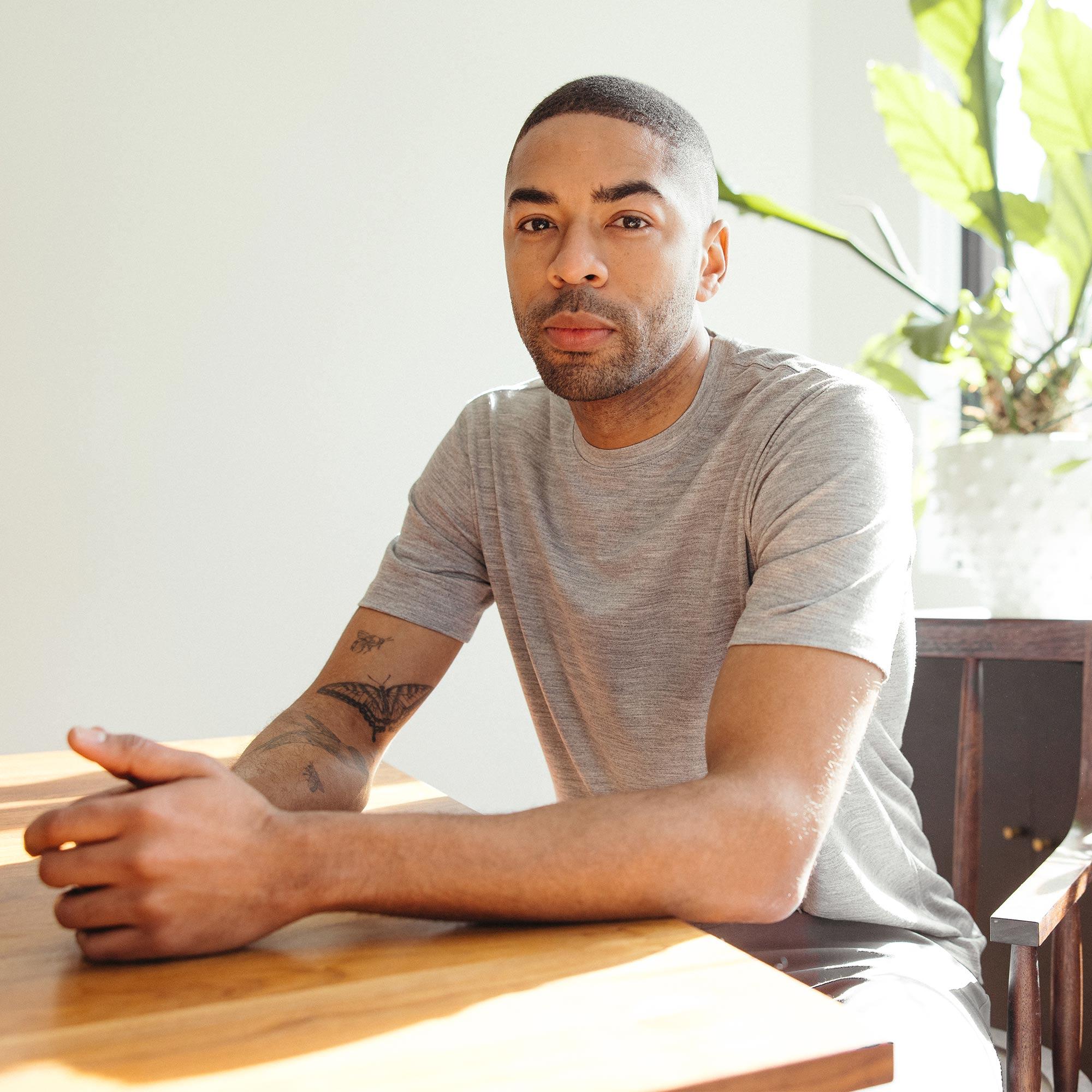 Merino Wool Crew Neck T-Shirt | Ochre Product Image