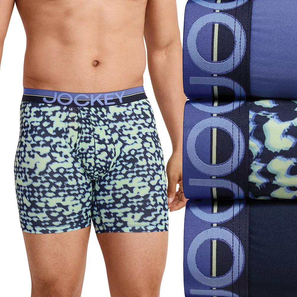 Men's Jockey® Infinite Cool 3-pack Microfiber Stretch 5" Boxer Briefs, Size: XXL, Blue Stencils Product Image