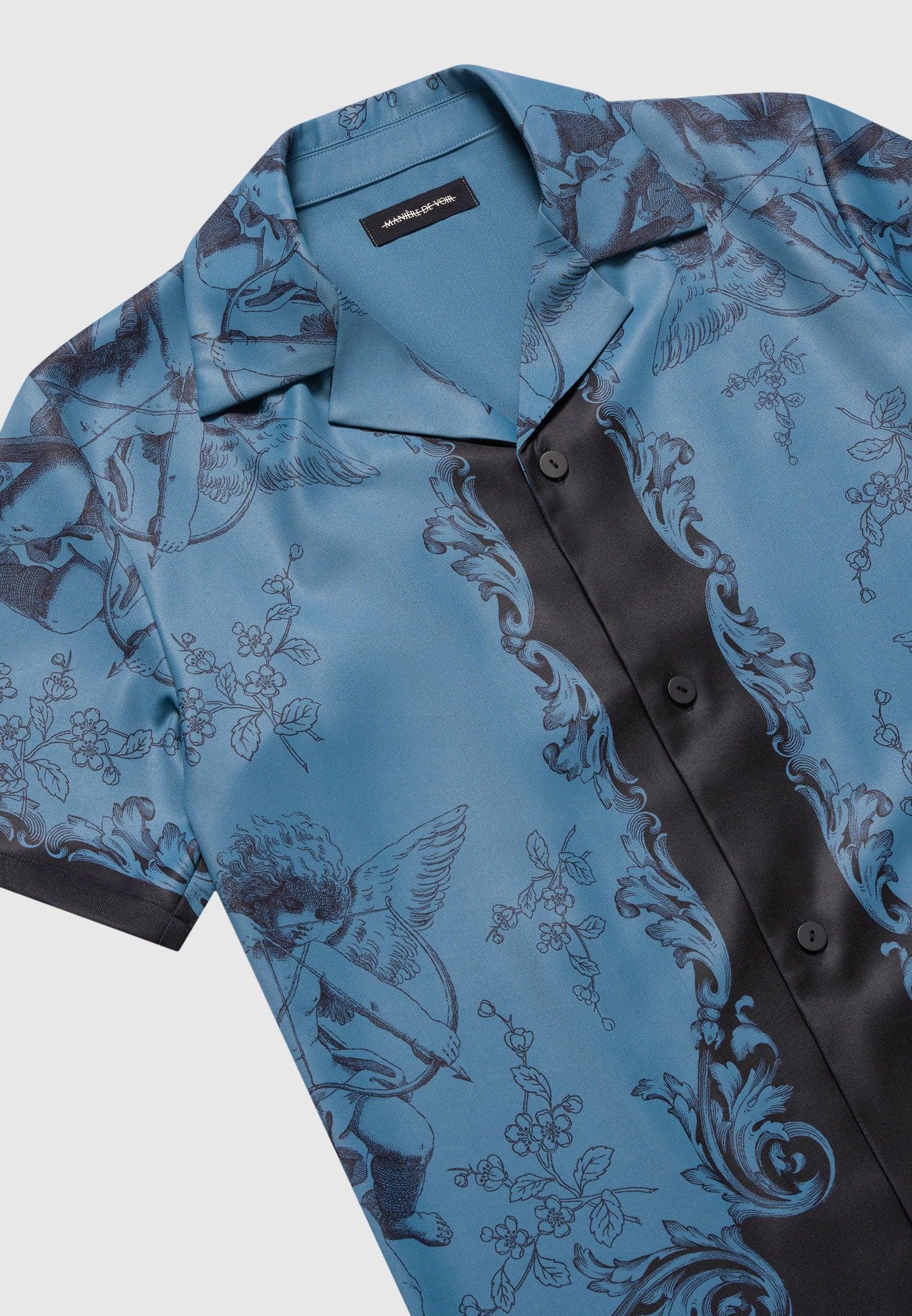 Marc - Signature Baroque Resort Shirt - Blue/Black Male Product Image