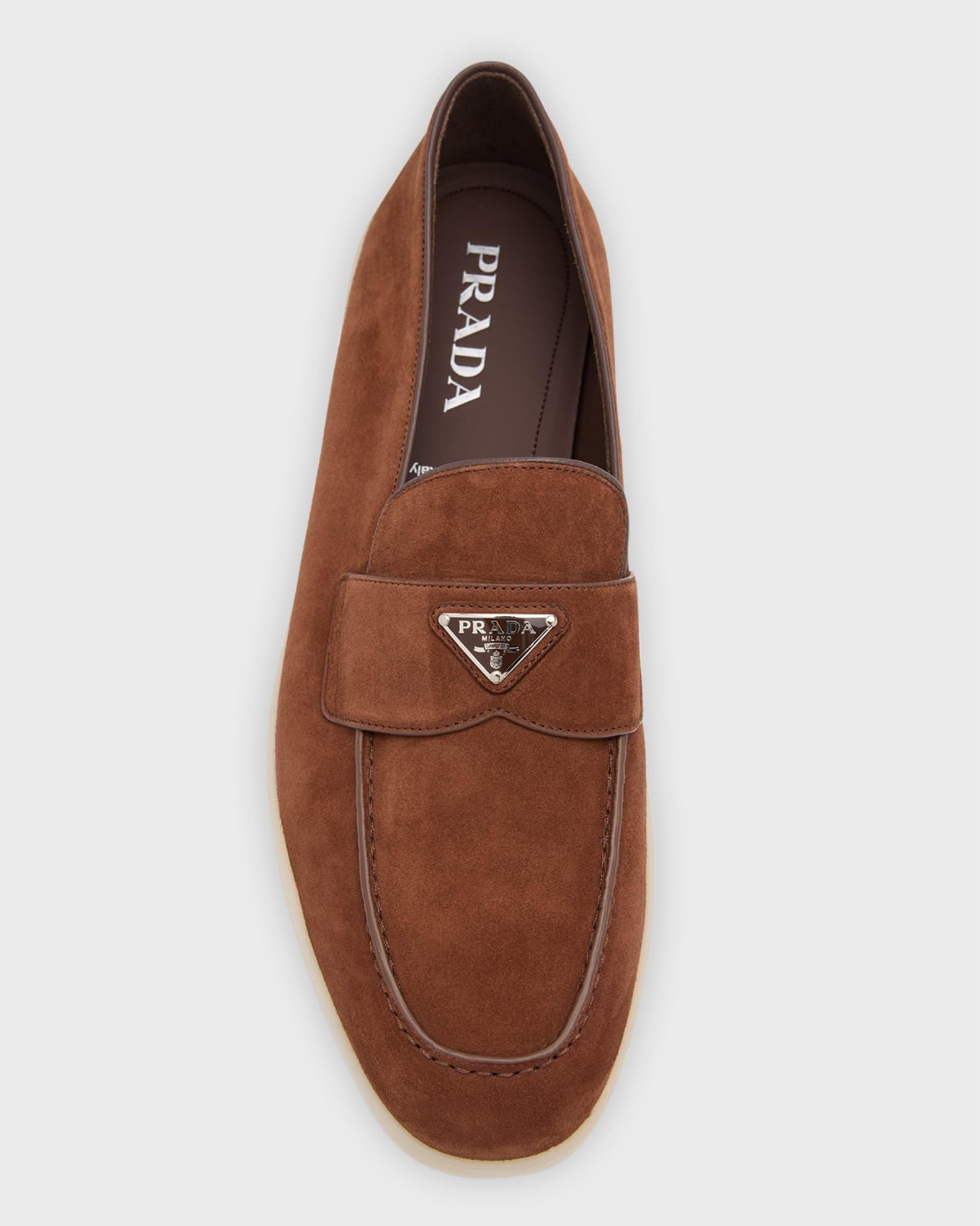Men's Saint Tropez Triangle Logo Suede Loafers Product Image
