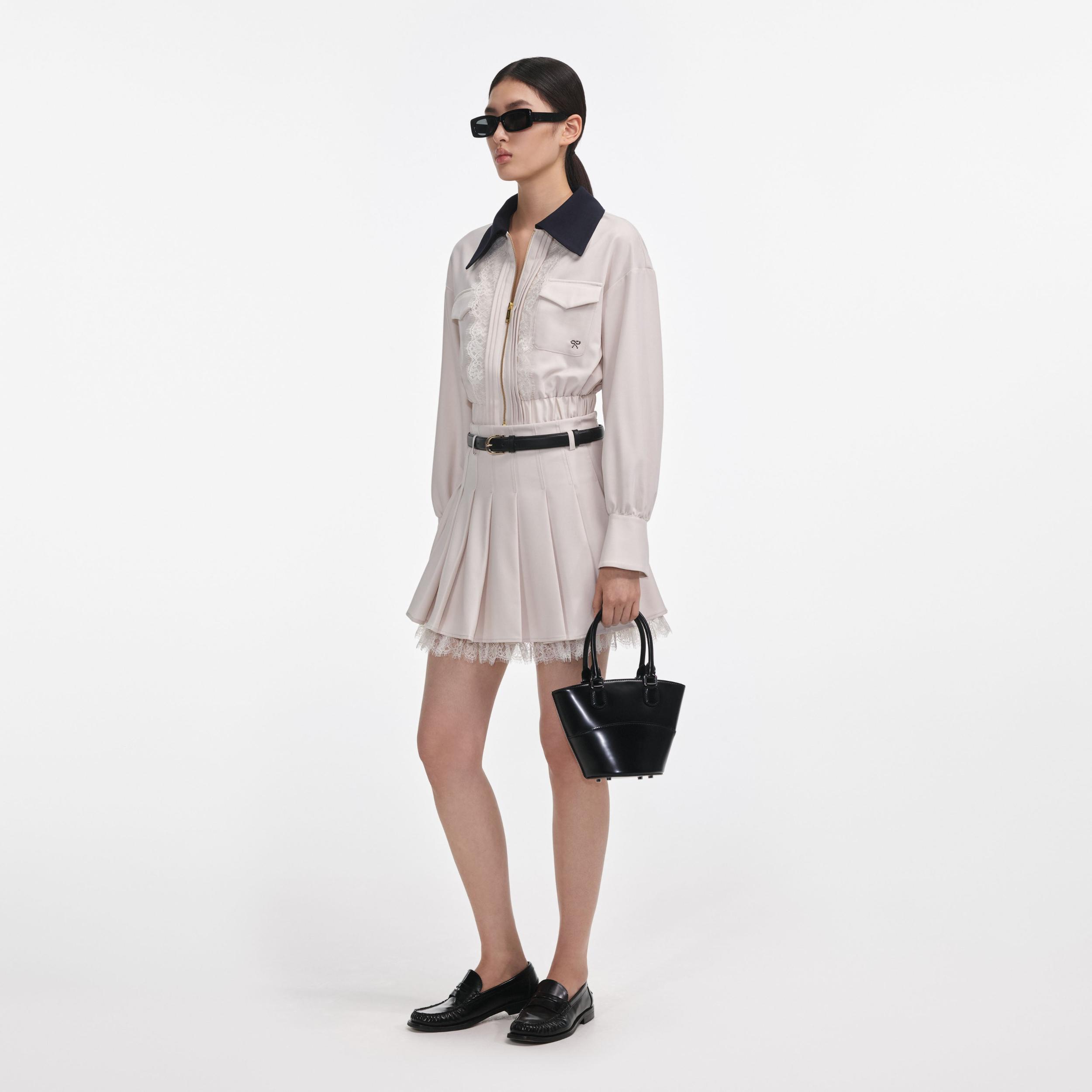 Cream Twill Contrast Collar Jacket Product Image