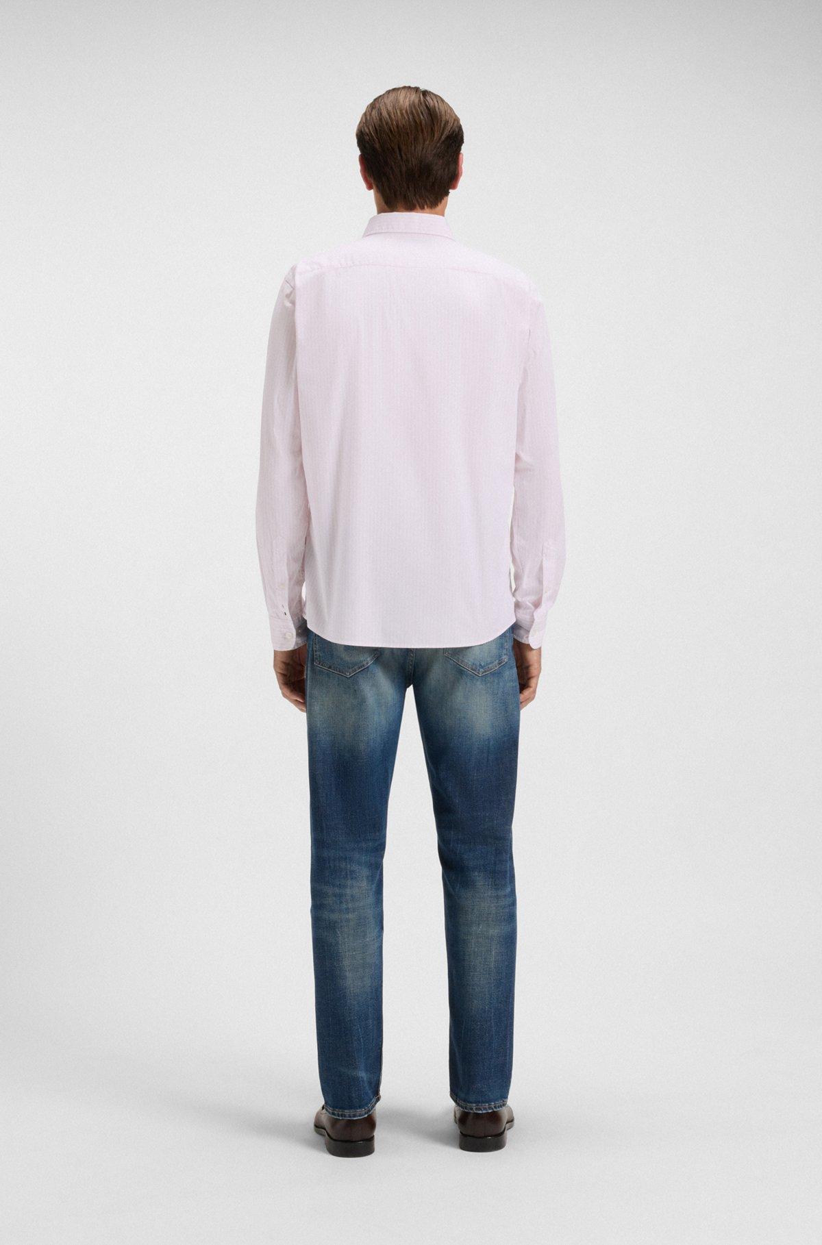 Slim-fit shirt in a striped cotton blend Product Image