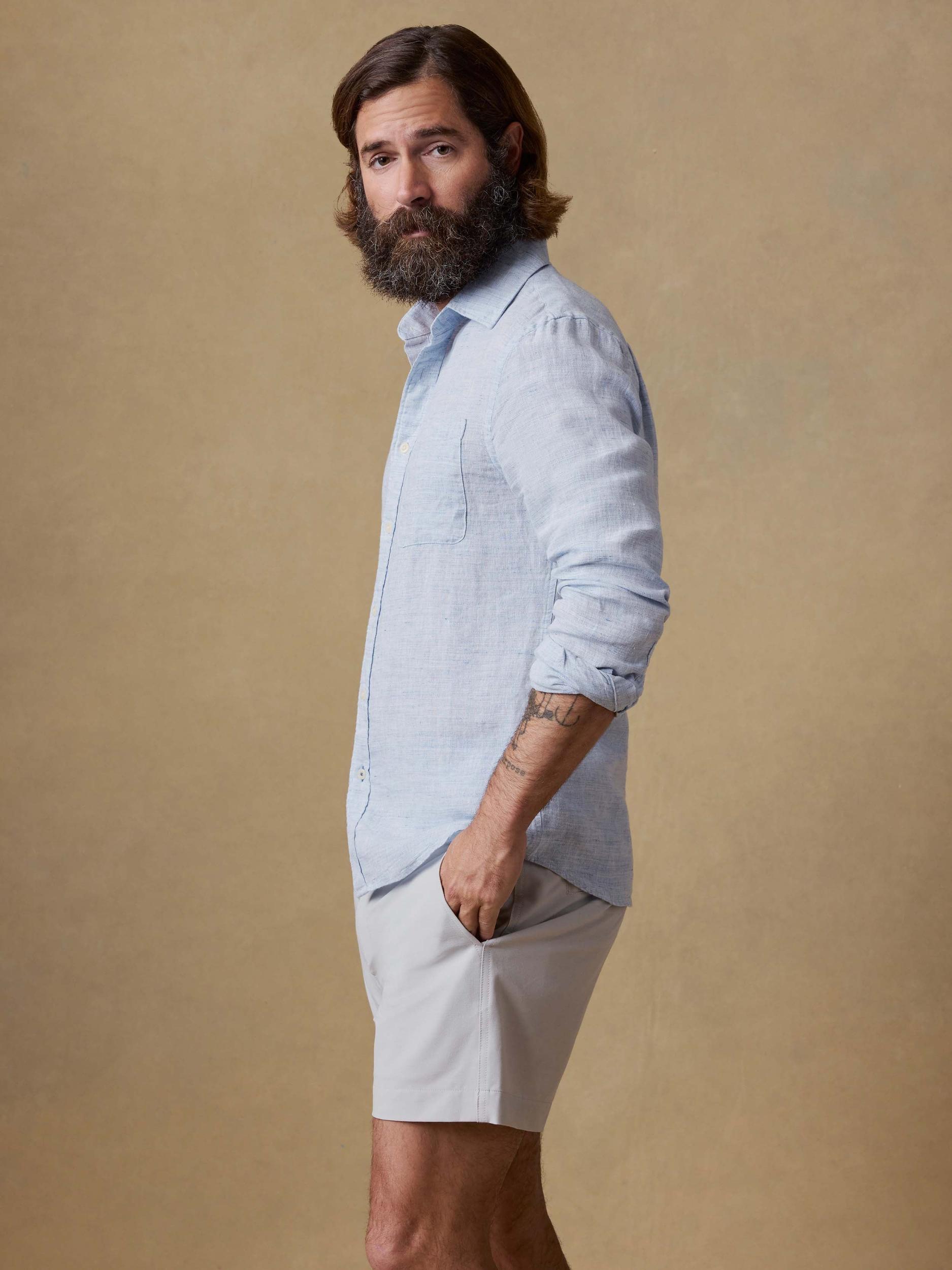 Laguna Linen Shirt - Light Blue Melange Male Product Image