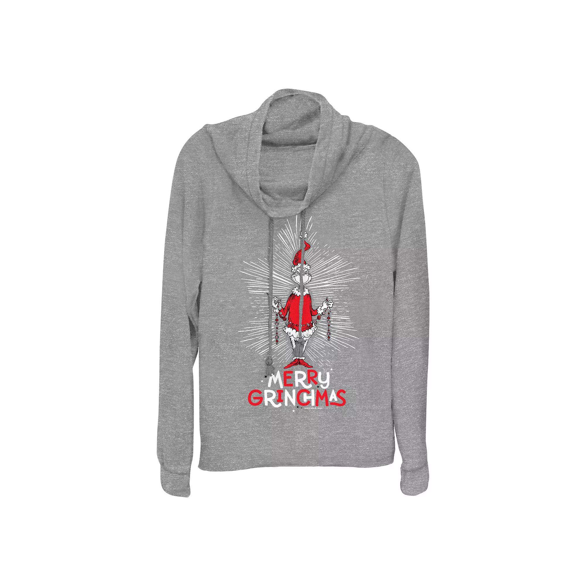 Women's Dr. Seuss Merry Grinchmas Cowlneck Graphic Lightweight Long Sleeve,  Product Image