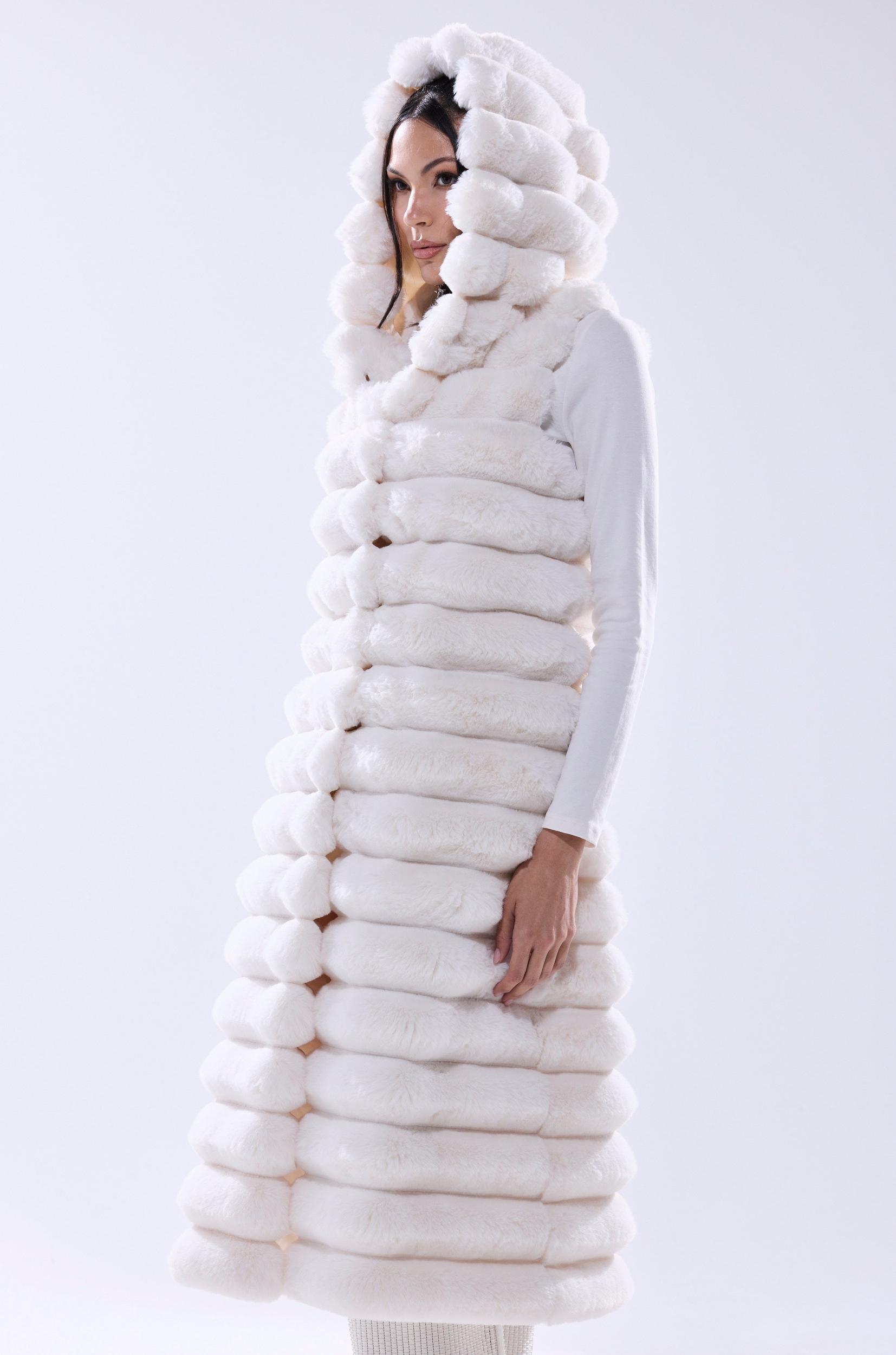 POPPY FAUX FUR HOODED VEST Product Image