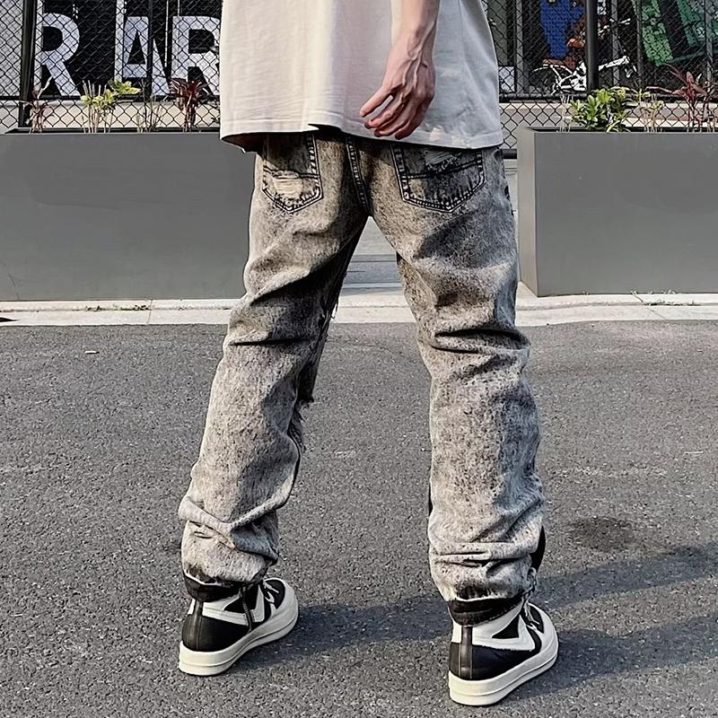 Sopula Men's Ins Trendy Hip-Hop High Street Ripped Washed Distressed Jeans Product Image