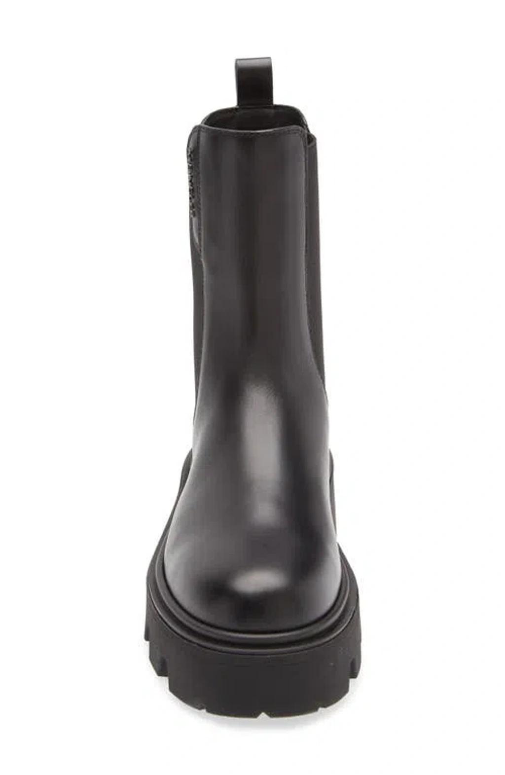 MONCLER Black Leather Aurea Chelsea Ankle Boots In Gray Product Image