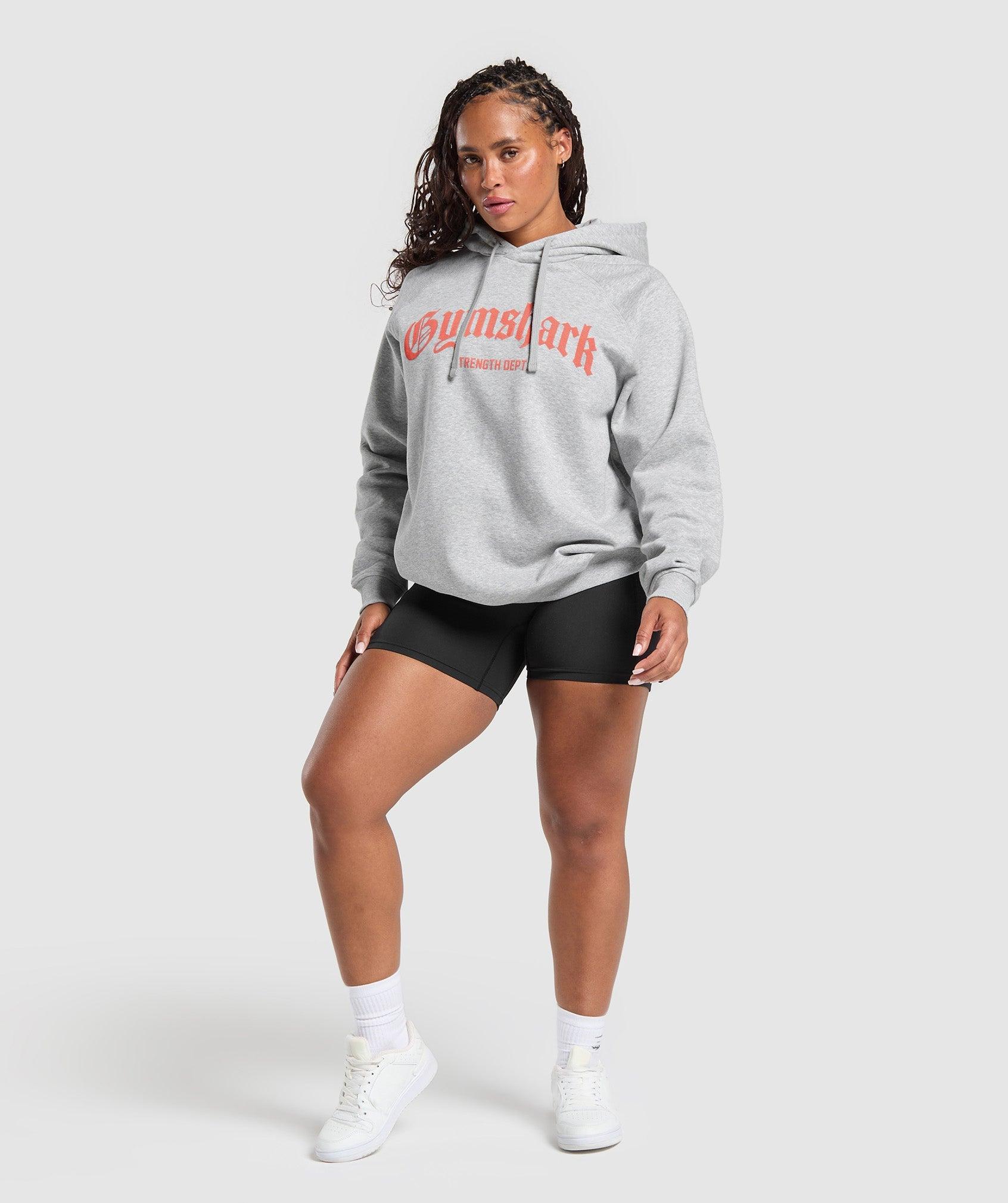 Gymshark Strength Department Graphic Hoodie - Light Grey Core Marl Female Product Image