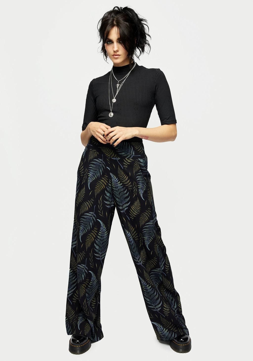 Frond Print Wide Leg Smocked Trouser Product Image