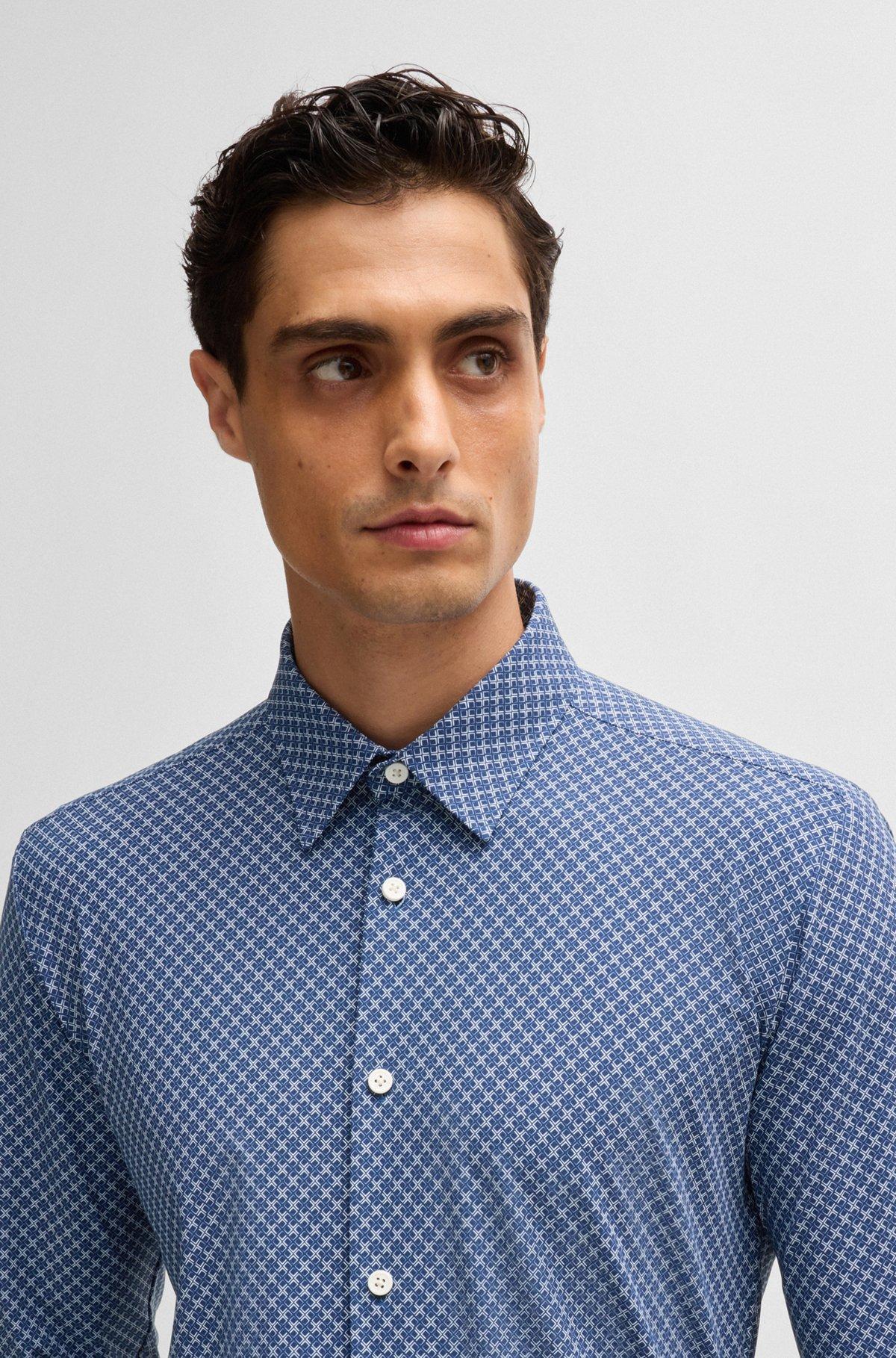 Slim-fit shirt in printed performance-stretch jersey Product Image