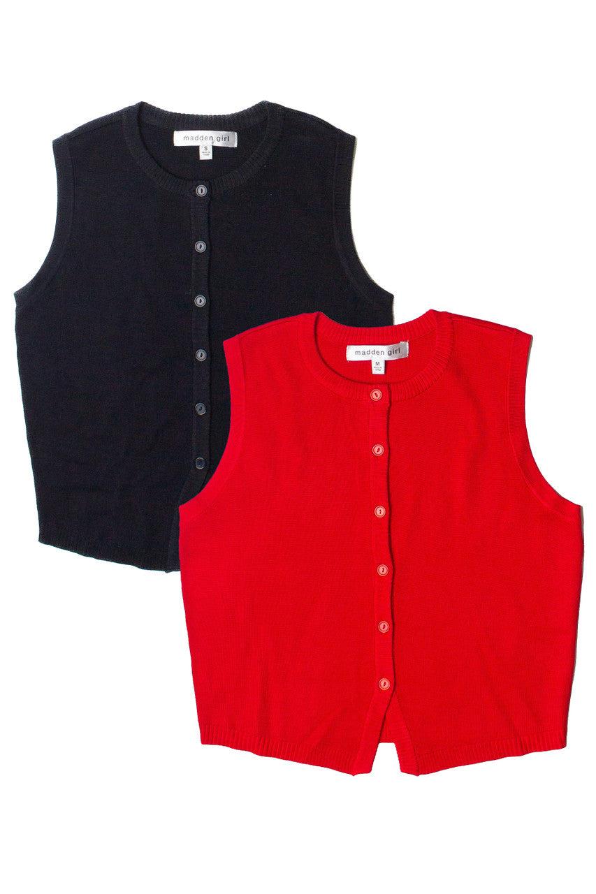 Button Front Lightweight Sweater Vest Product Image