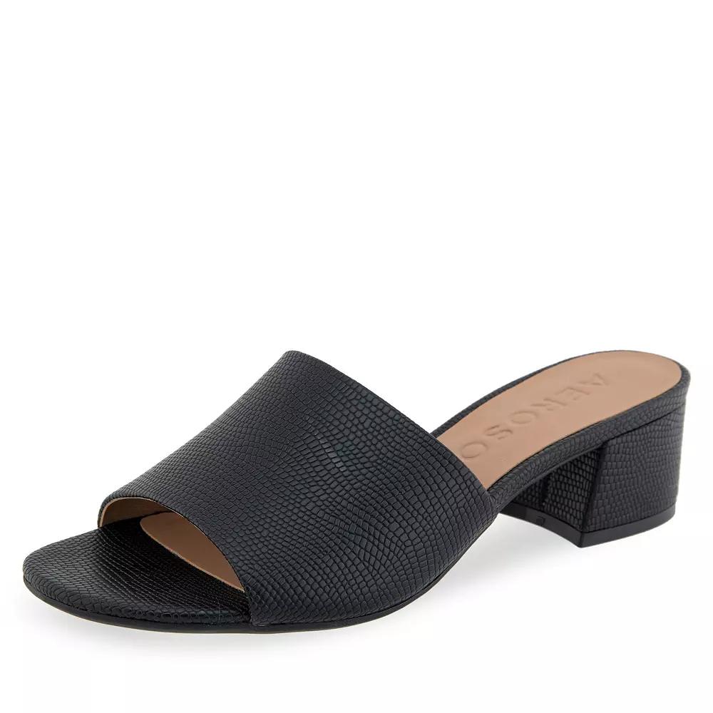 Aerosoles COMO Women's Block Heel Slide Sandals, Size: 8.5, Black Lizard Emboss Product Image