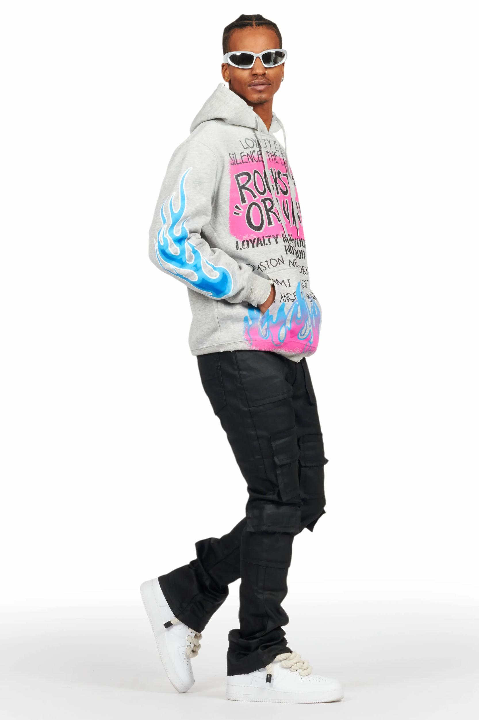 Tyrell Black Coated Stacked Flare Jean Male Product Image