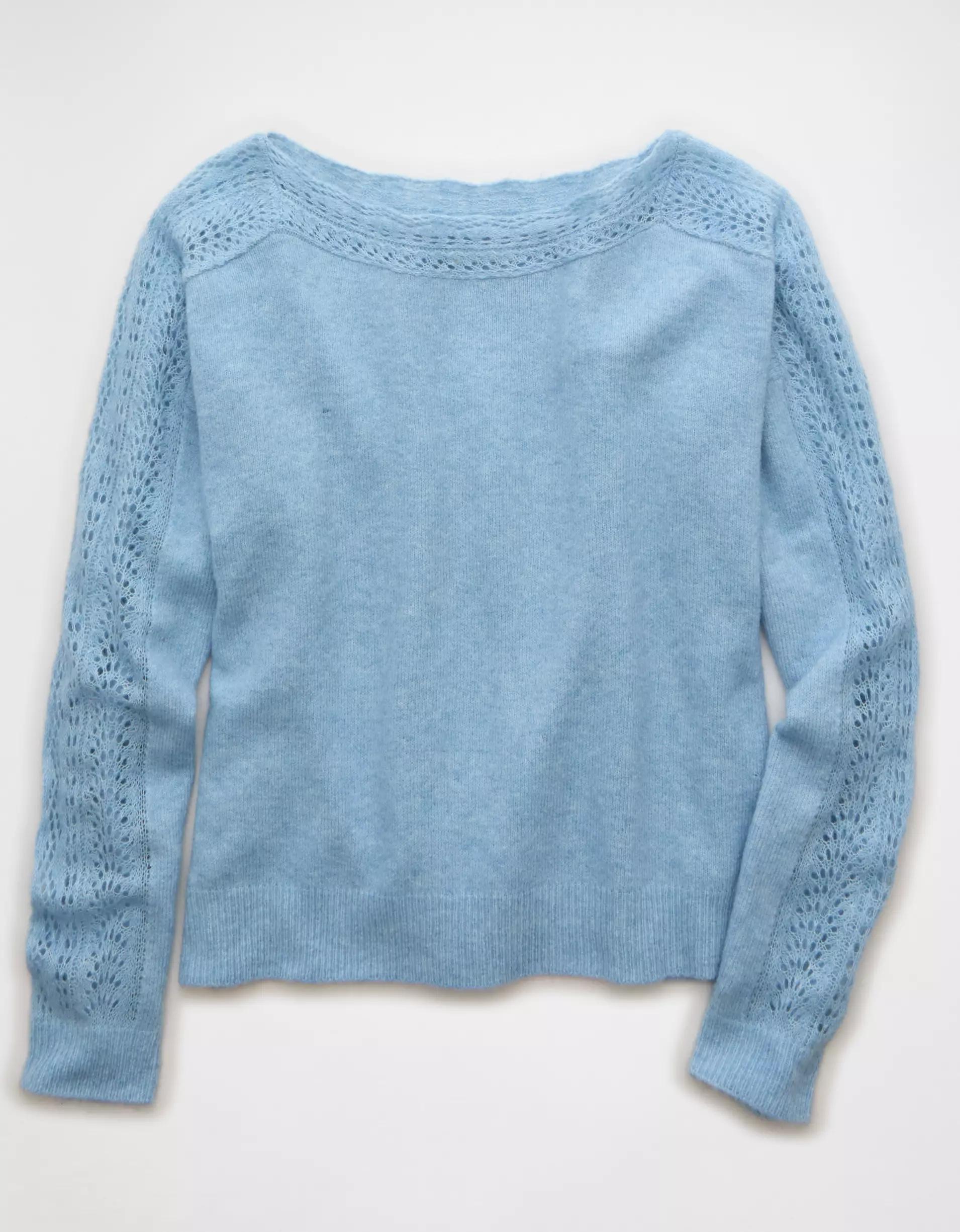 AE Whoa So Soft Lace Sweater Product Image