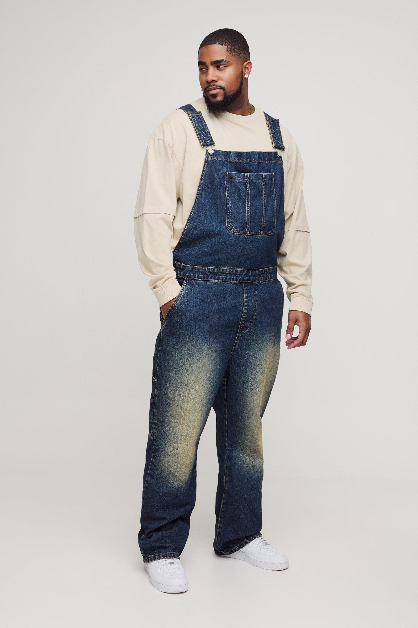 Plus Straight Leg Dungaree | boohooMAN USA Product Image