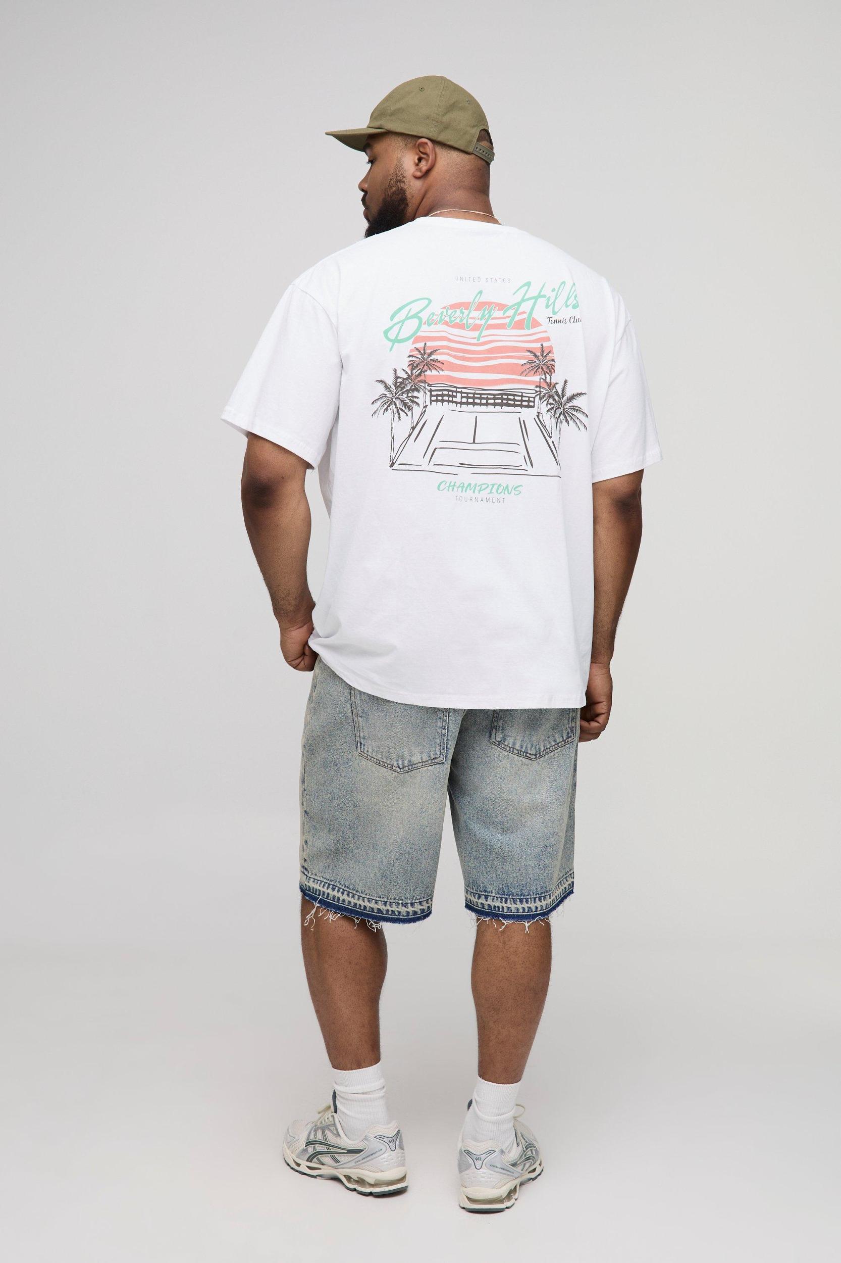 Plus Oversized Palm Springs California Printed T-Shirt | boohooMAN USA Product Image