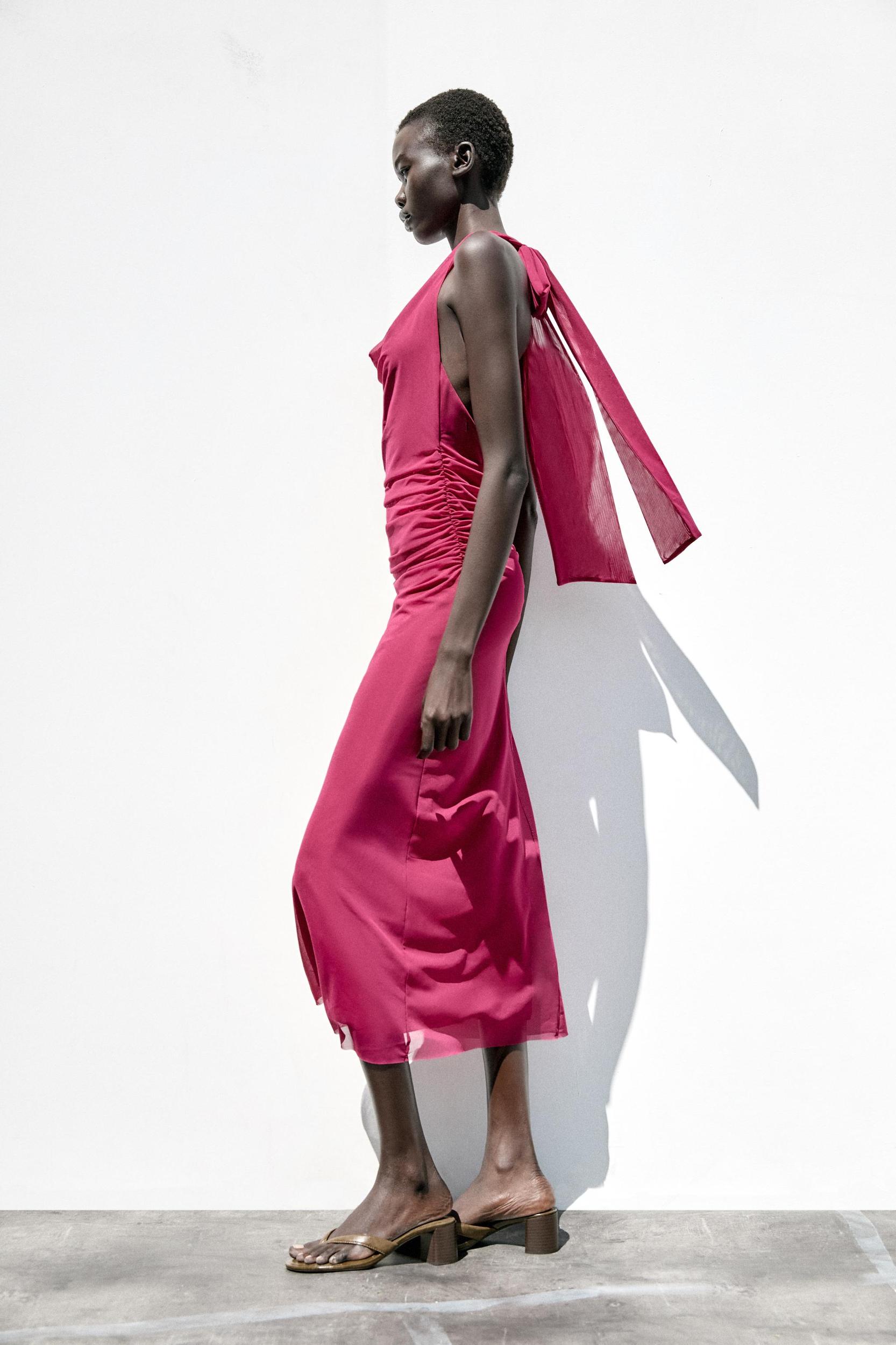 DRAPED HALTER TULLE DRESS Product Image