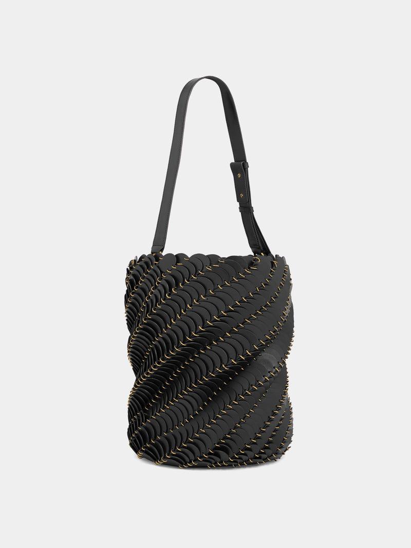 Large Black bucket Paco bag in leather Product Image