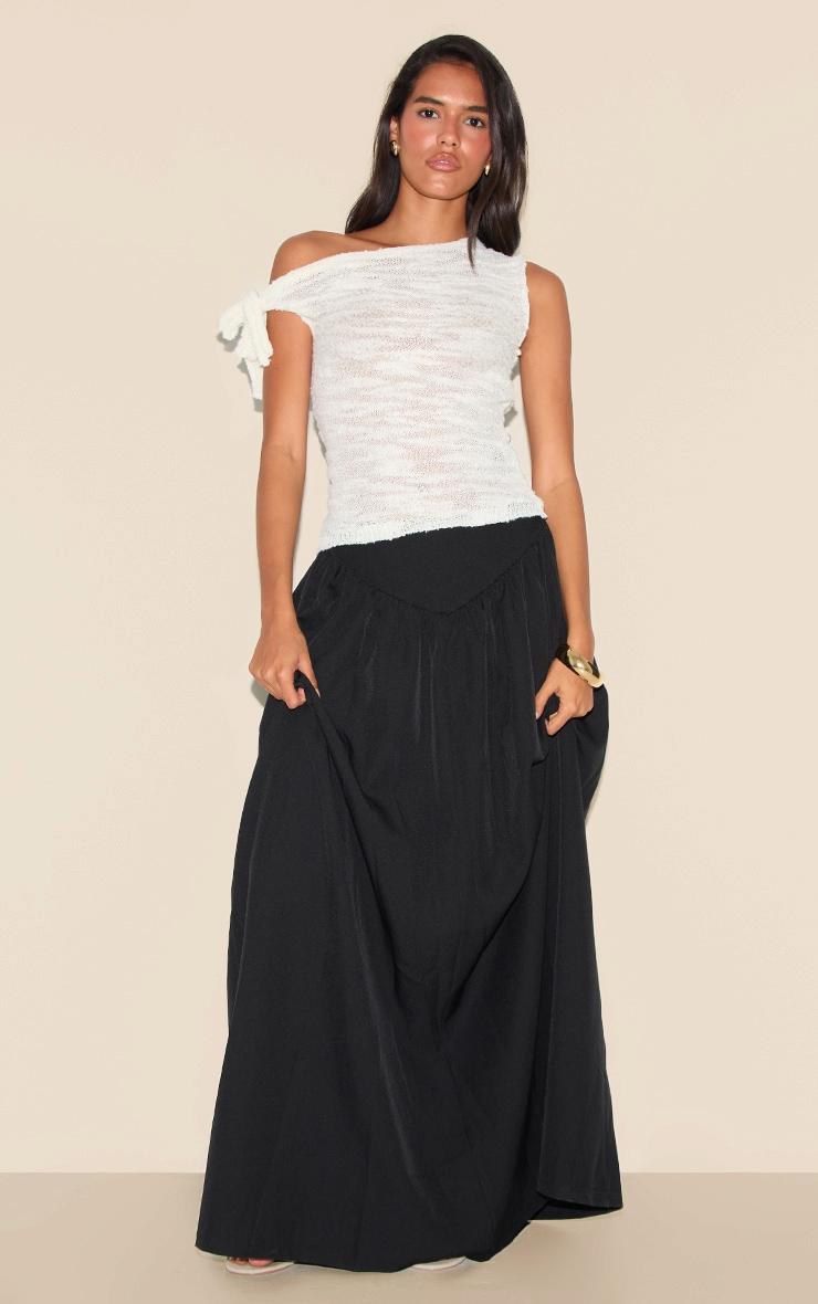 Ecru Sheer Bobble Crochet Asymmetric Tie Top Product Image