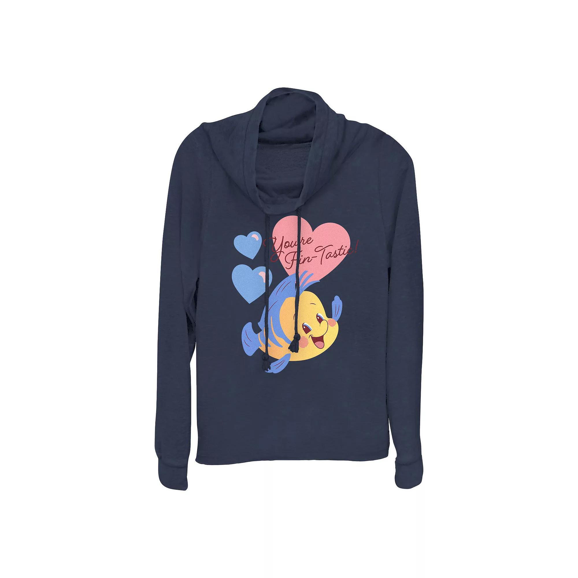 Disney's The Little Mermaid Flounder You're Fin-Tastic Plus Size Cowlneck Graphic Lightweight Long Sleeve, Women's, Size: 1XL, Blue Product Image