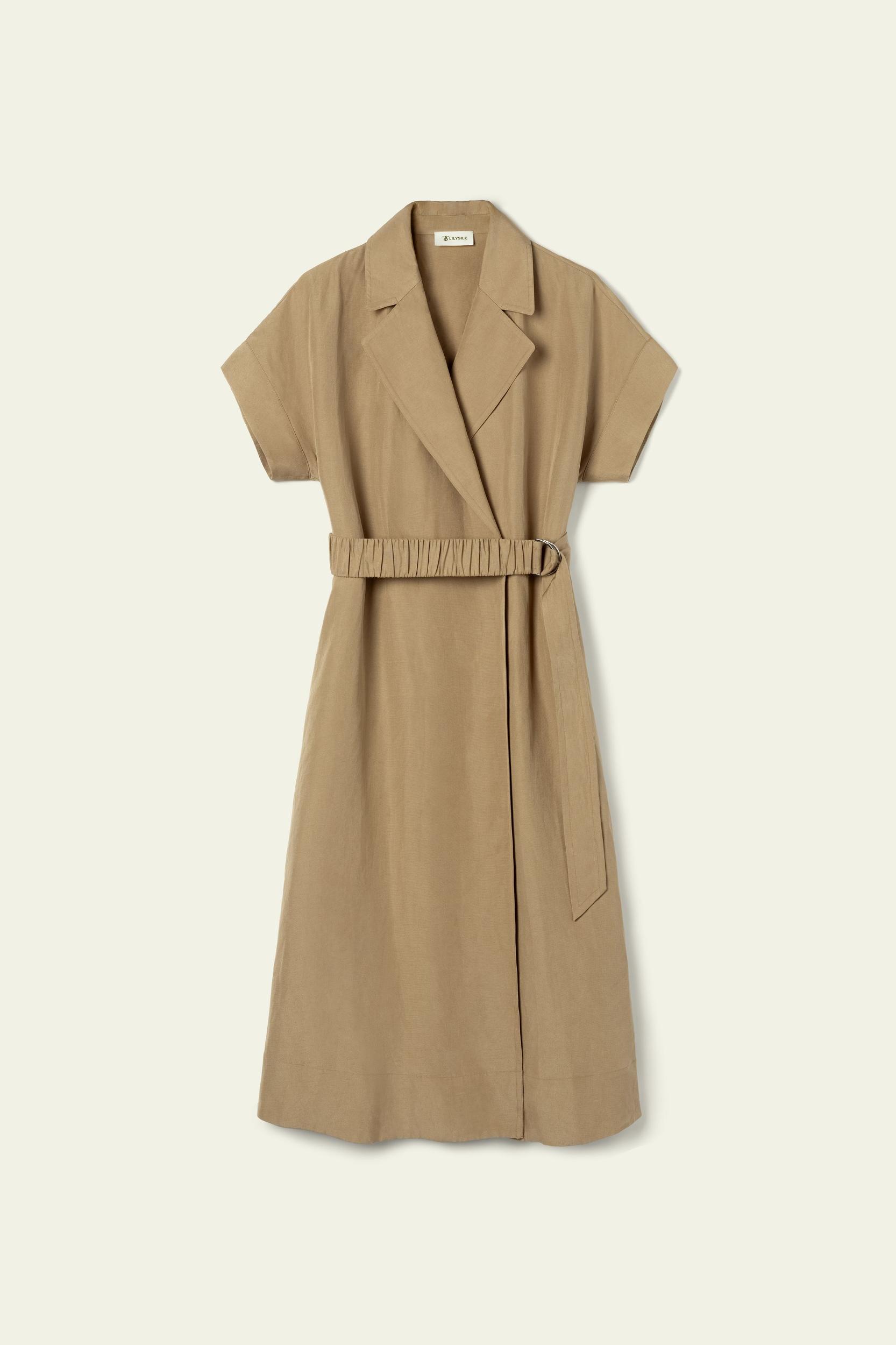 Short Sleeve Trenchcoat-Inspired Dress Product Image