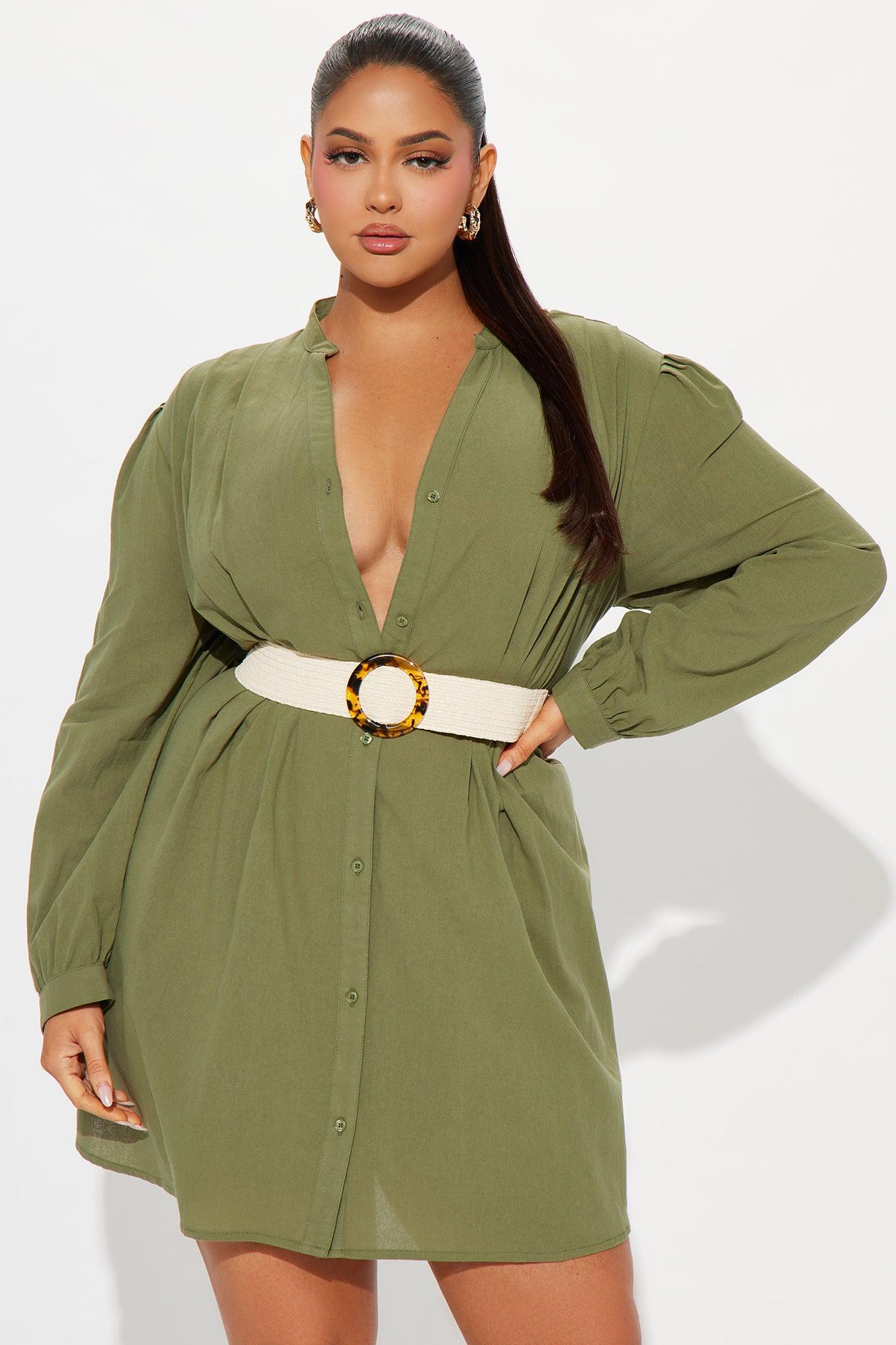 Ayami Mini Shirt Dress - Olive Product Image