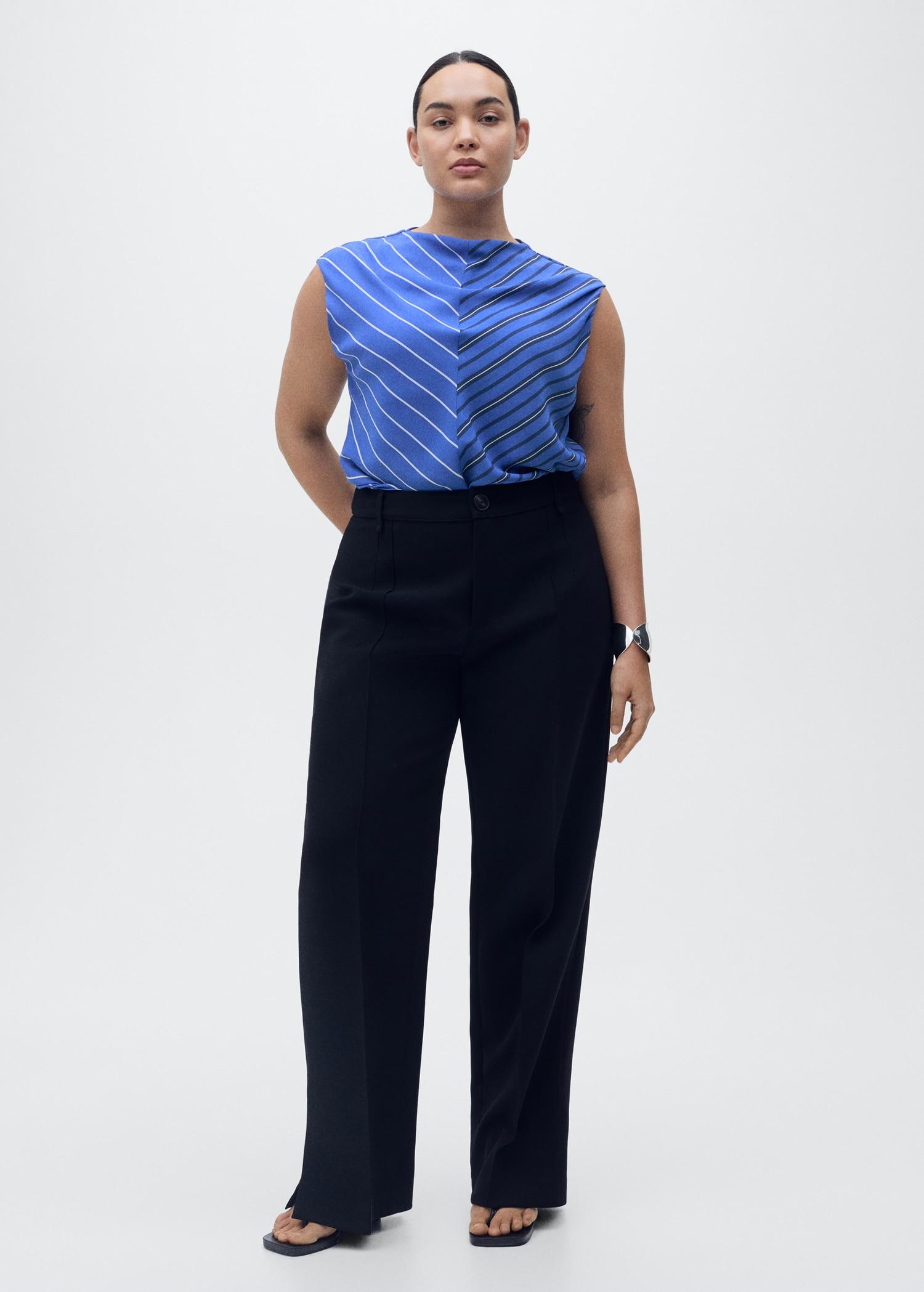 Combined striped blouse - Women | MANGO USA Product Image