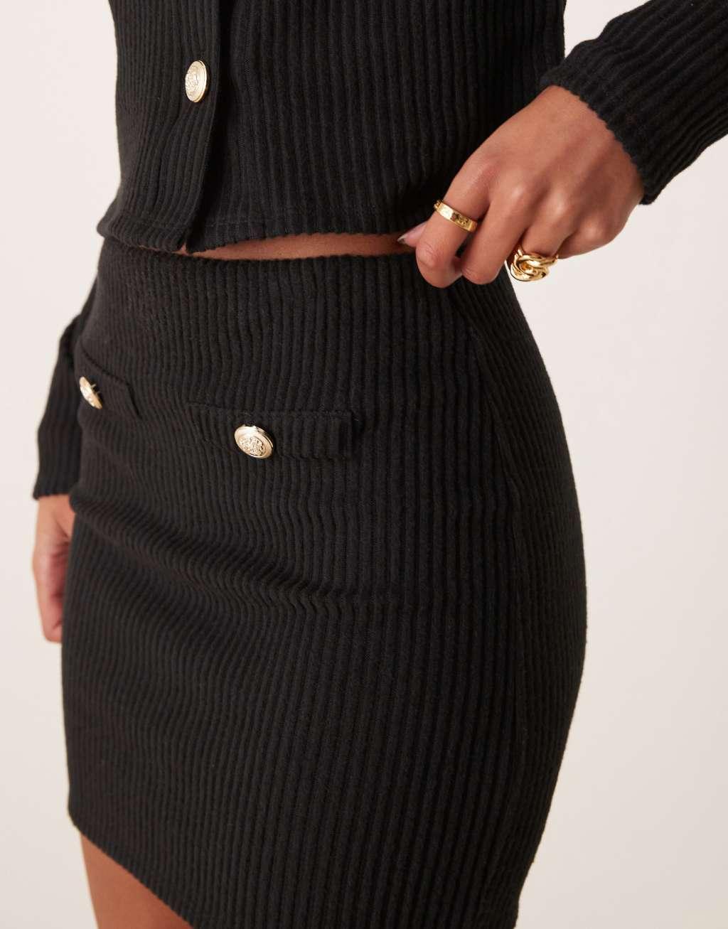 ASOS DESIGN brushed rib mini skirt in black - part of a set Product Image