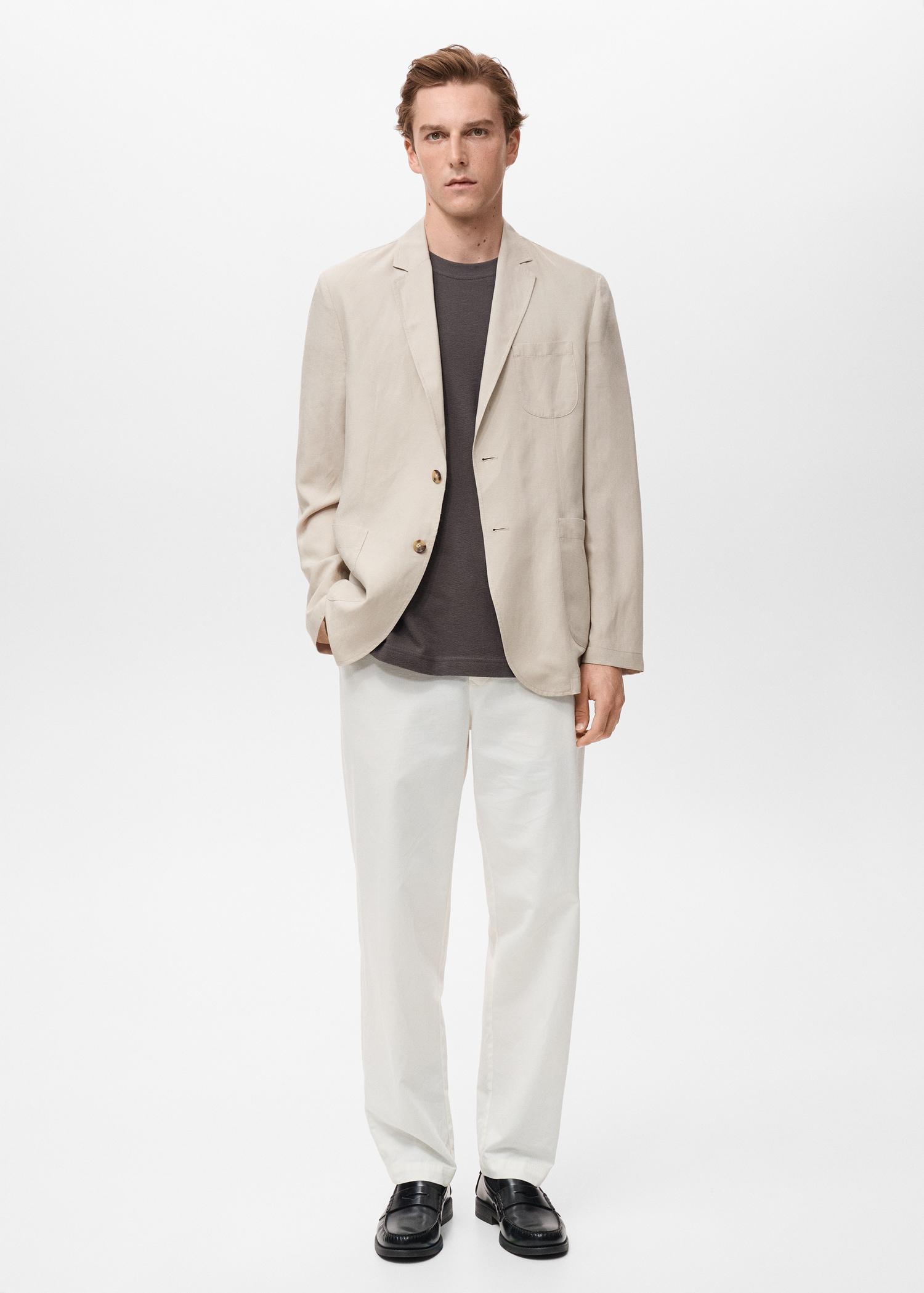 Slim fit linen suit blazer - Men | MANGO USA Product Image