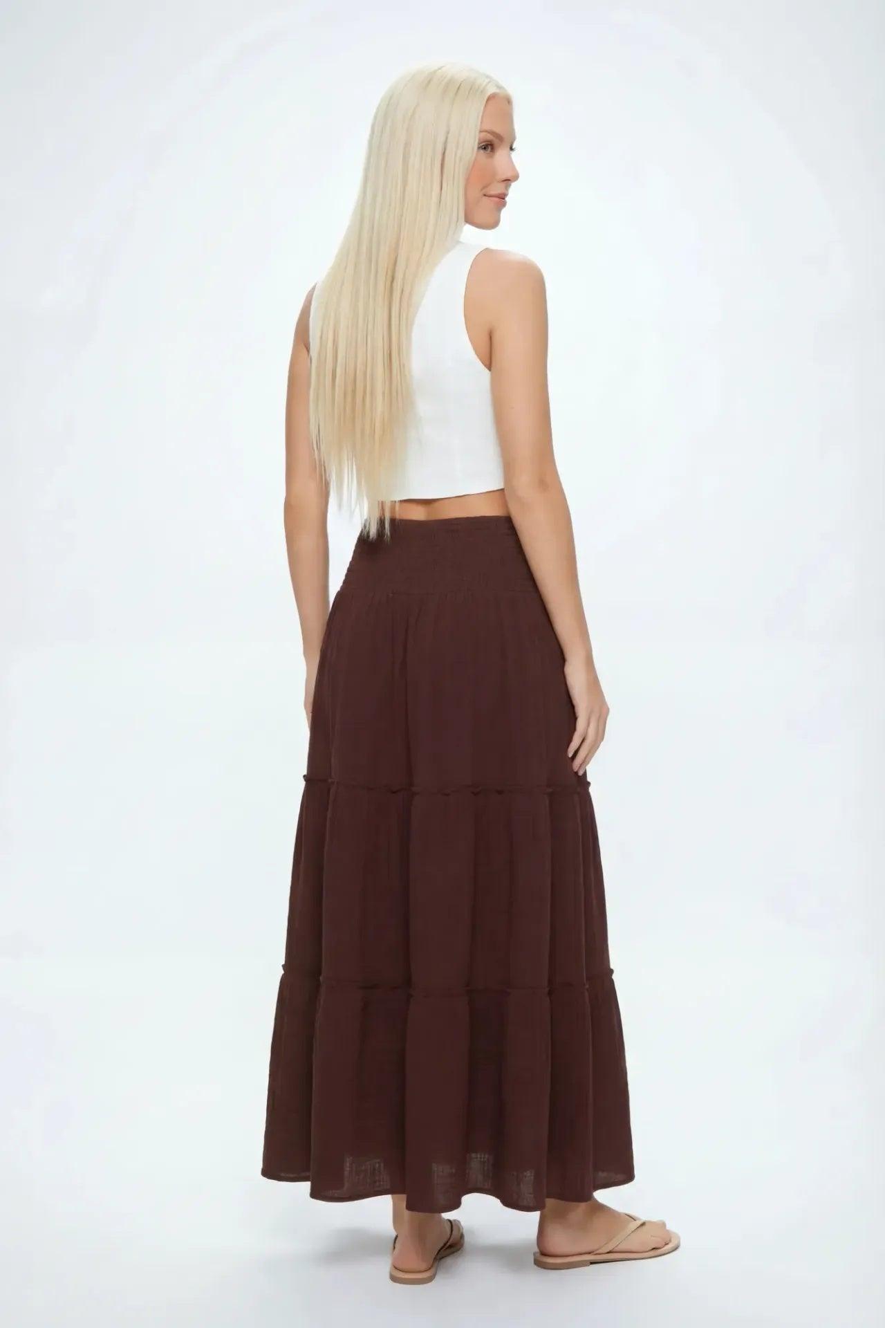 Smocked Waist Tiered Maxi Skirt Female Product Image