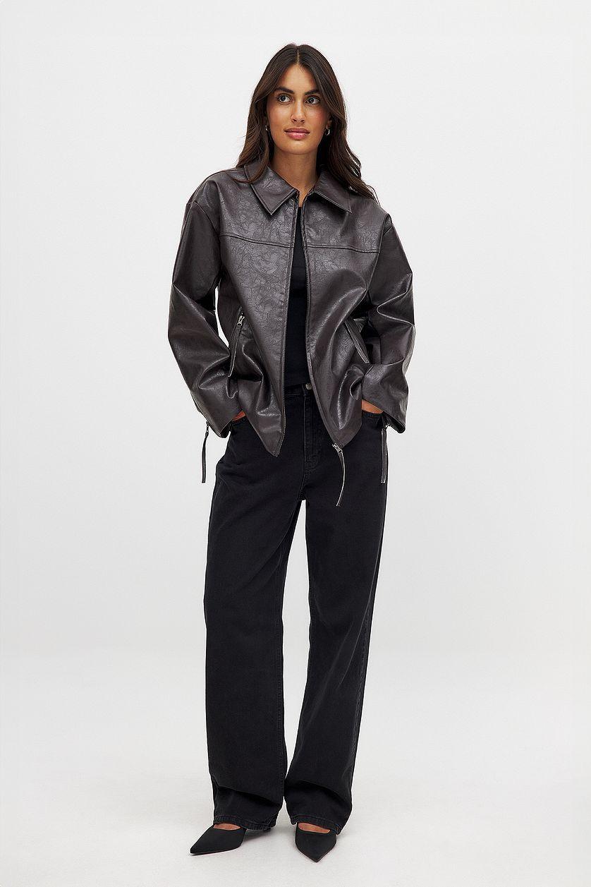 Zip Detail Shiny Pu Jacket Product Image