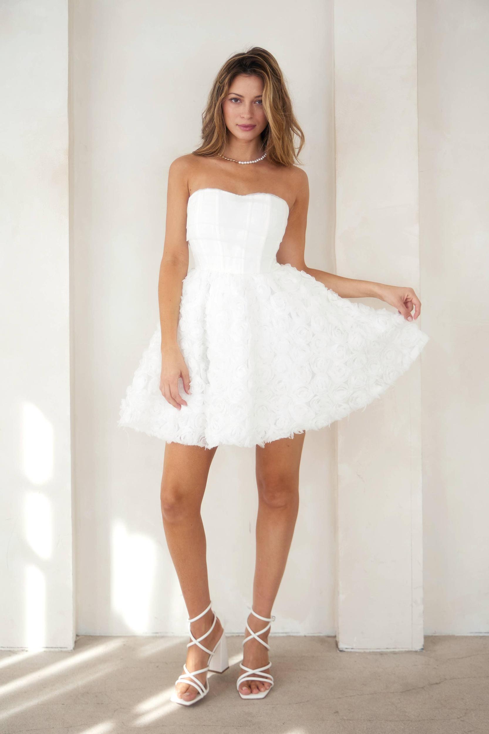Rosette Strapless Dress Product Image