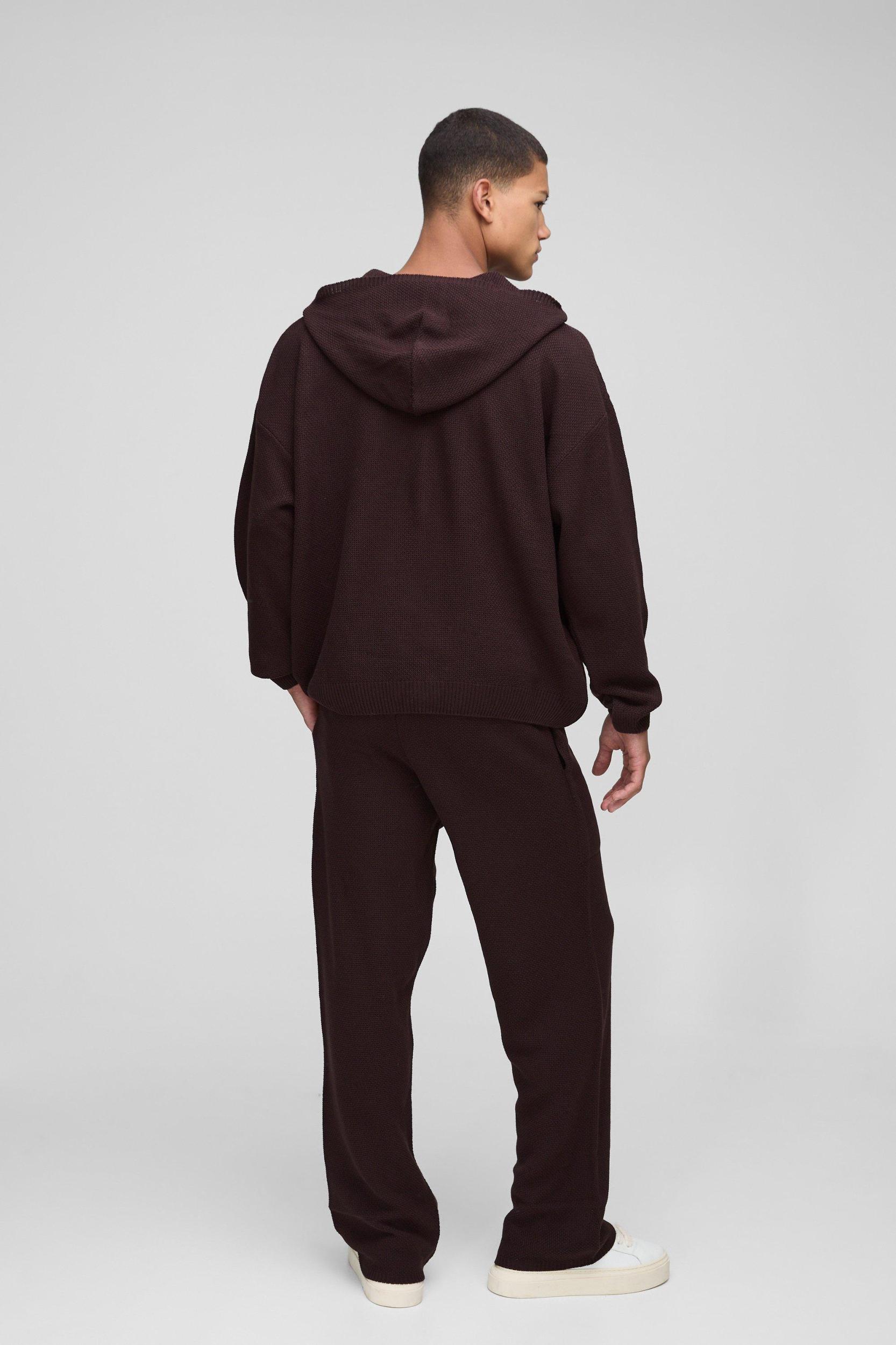 Oversized Stitch Interest Knitted Hooded Tracksuit | boohooMAN USA Product Image