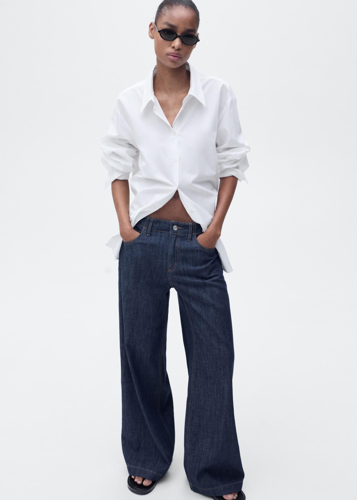 Wide-leg mid-rise jeans - Women | MANGO USA Product Image