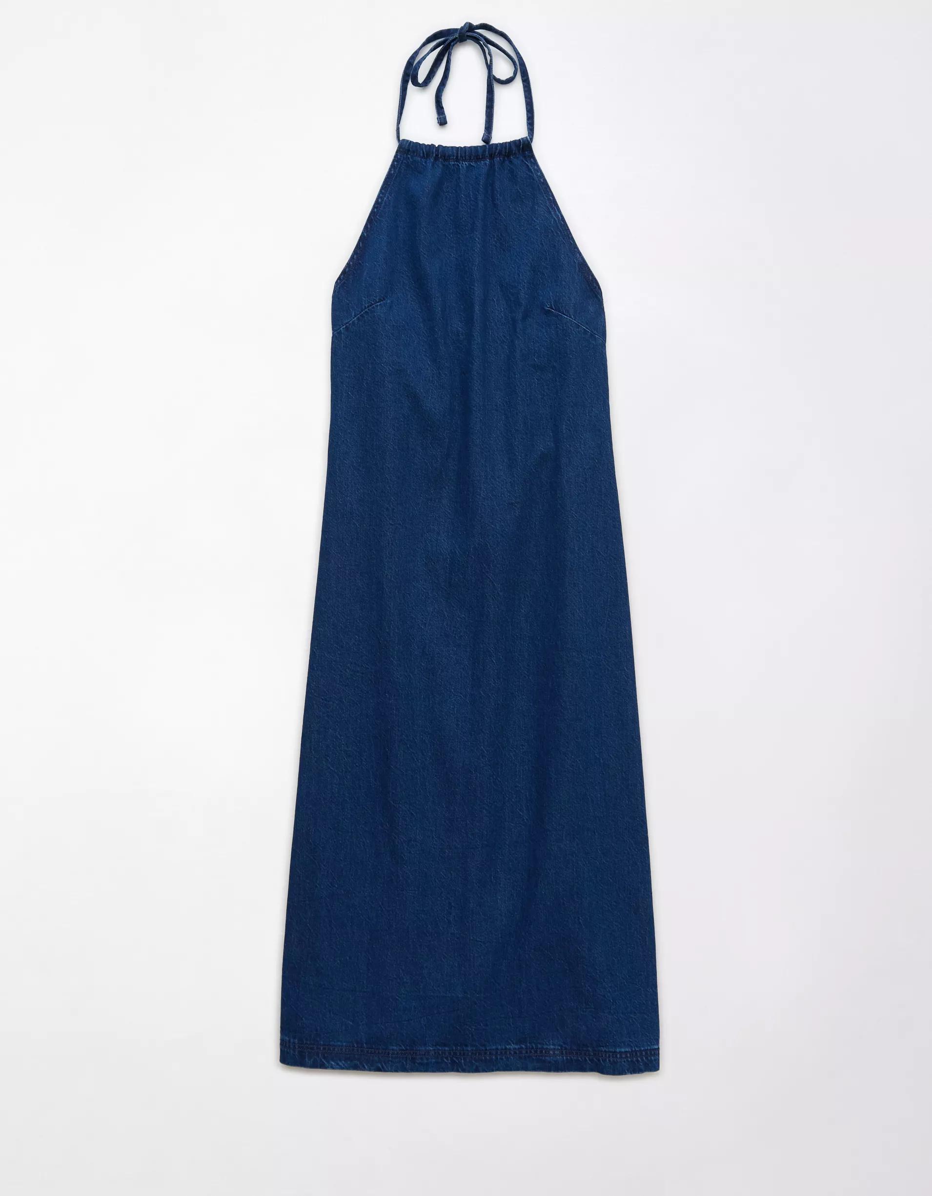 AE Denim Halter Shift Midi Dress Product Image
