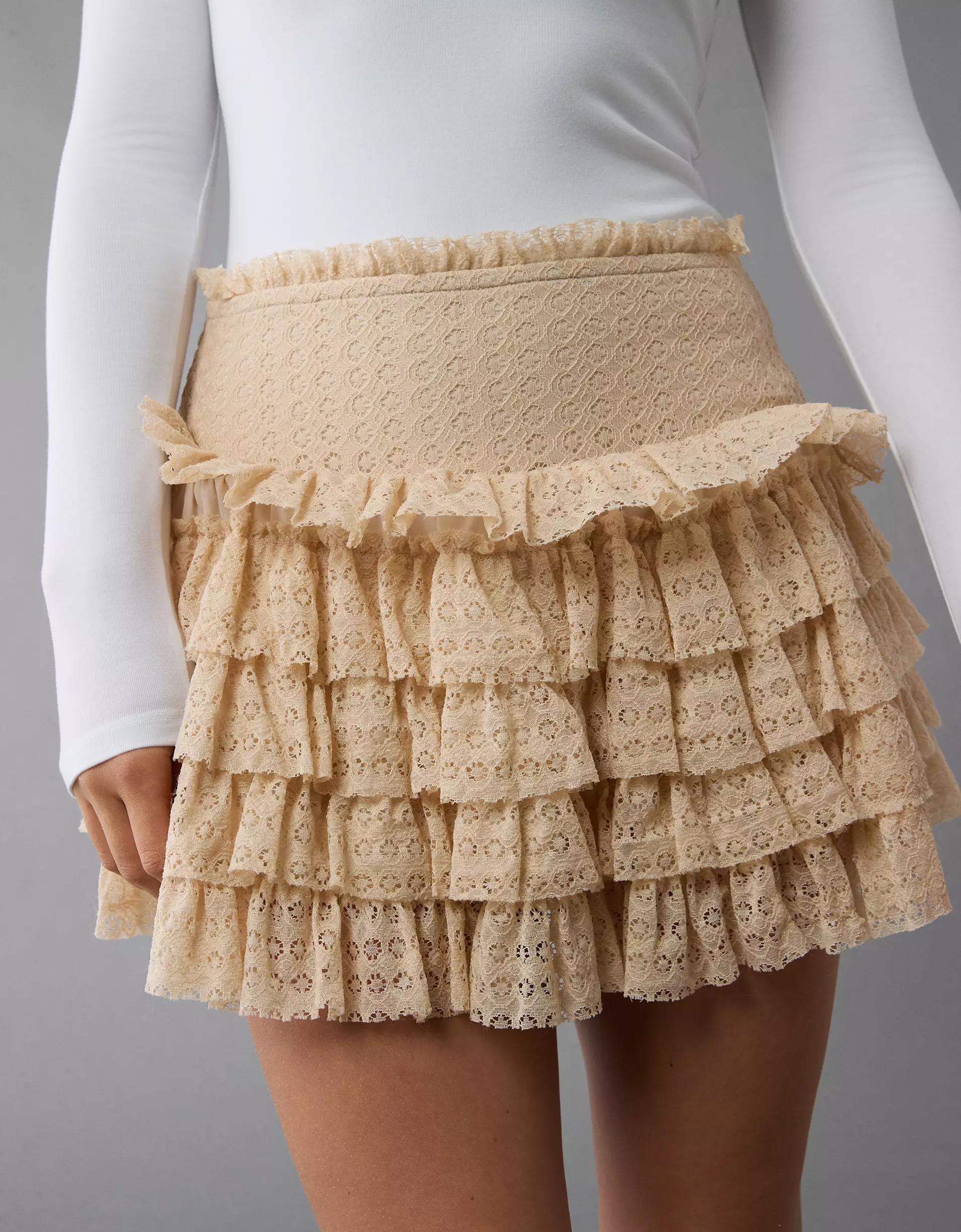 AE High-Waisted Ruffle Mini Skort Product Image