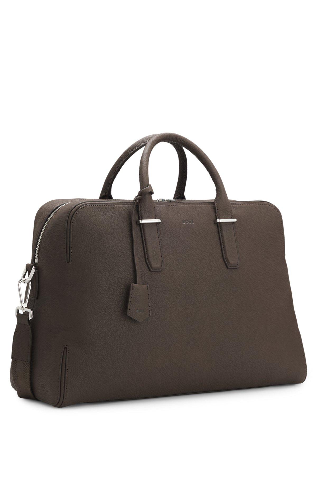 Grained-leather holdall with embossed logo Product Image