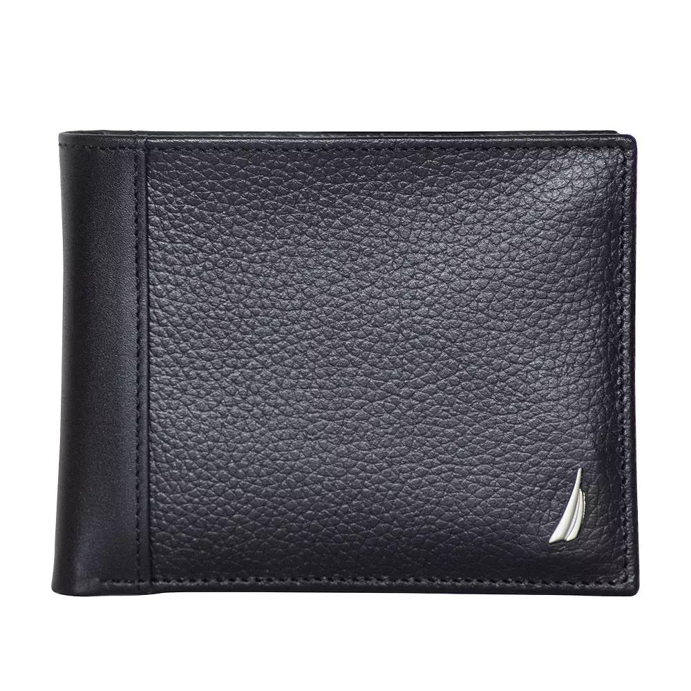 Men's Nautica Classic J-Class RFID-Blocking Leather Bifold Wallet, Black Product Image