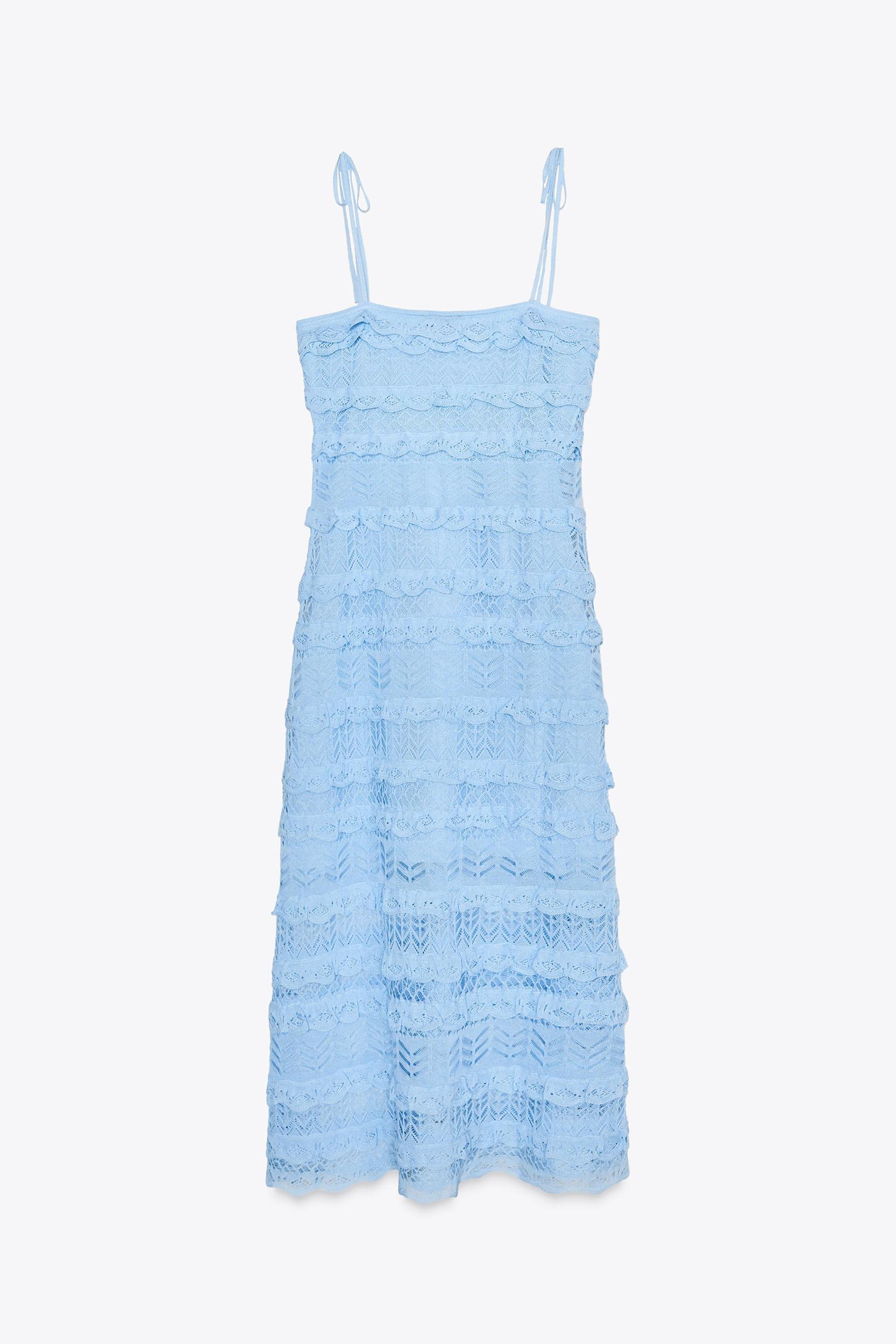 RUFFLED POINTELLE KNIT DRESS Product Image