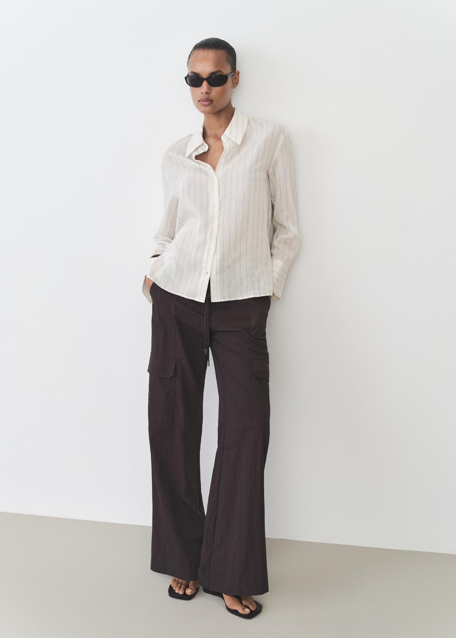 Stripe-print shirt - Women | MANGO USA Product Image