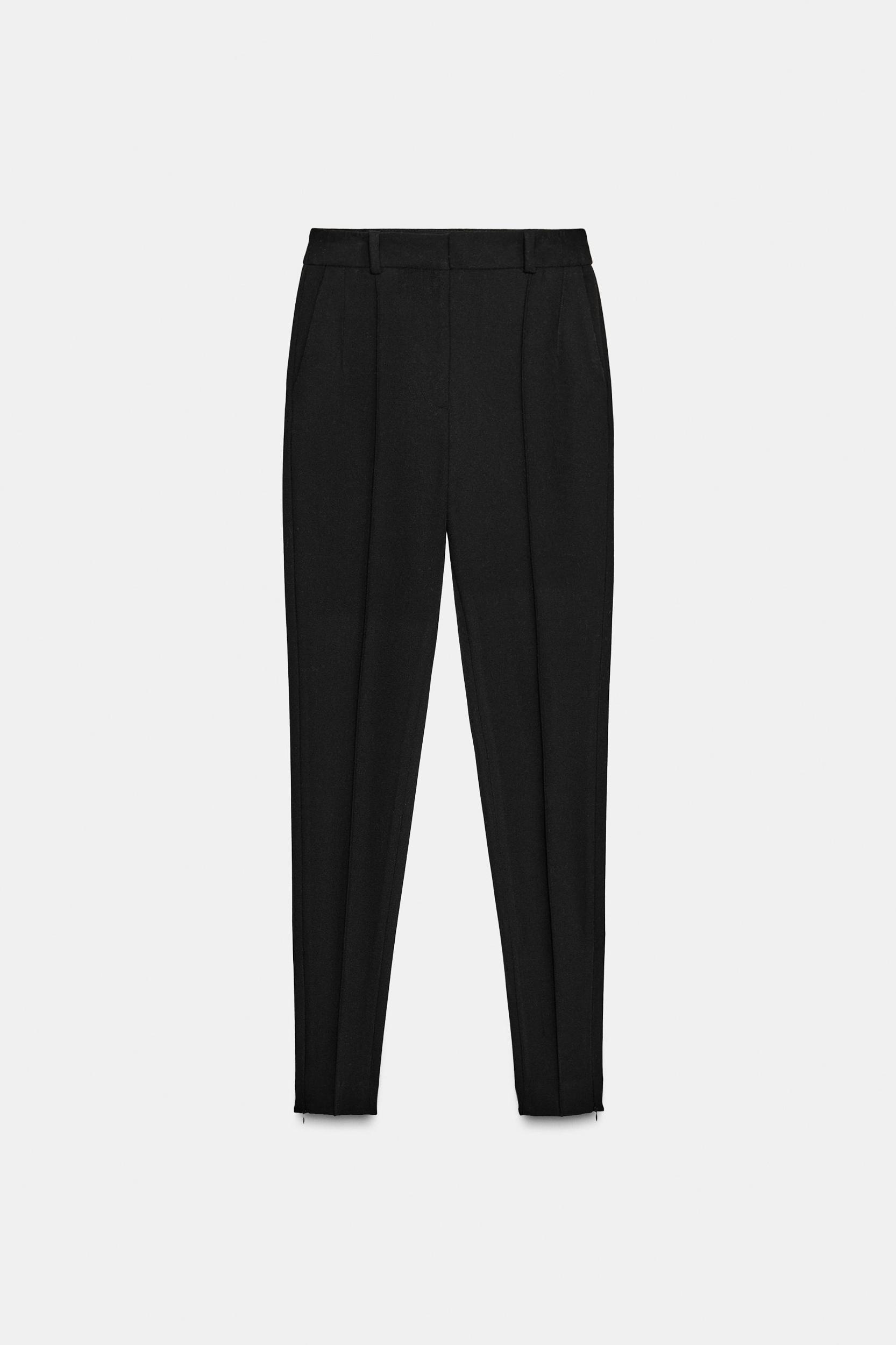 HIGH-WAISTED SLIM PANTS WITH ZIPPER HEM Product Image