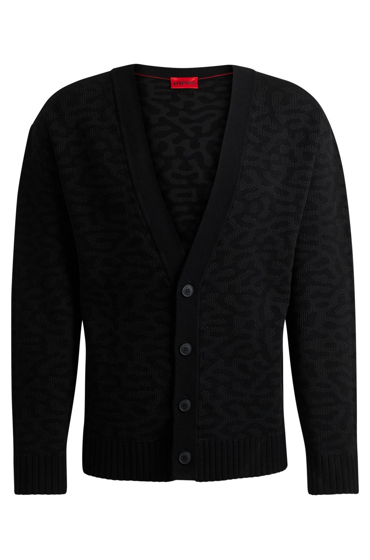V-neck cardigan with animal-pattern jacquard Product Image