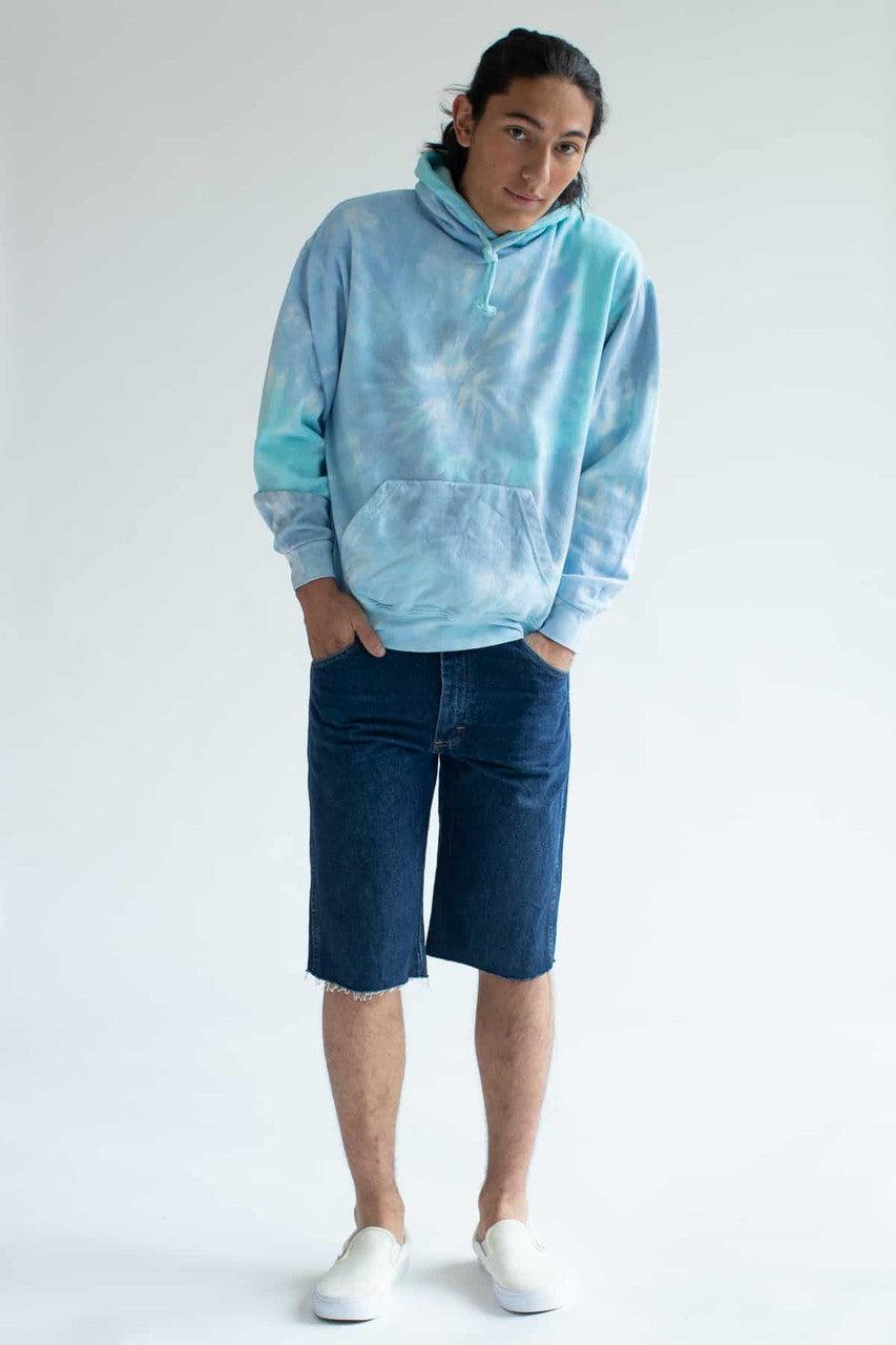 Blue Rainbow Tie Dye Hoodie Product Image