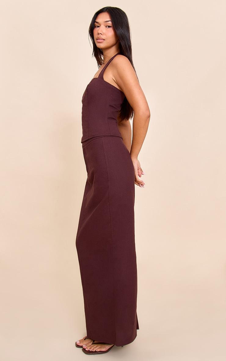 Deep Chocolate Premium Linen A Line Maxi Skirt Product Image